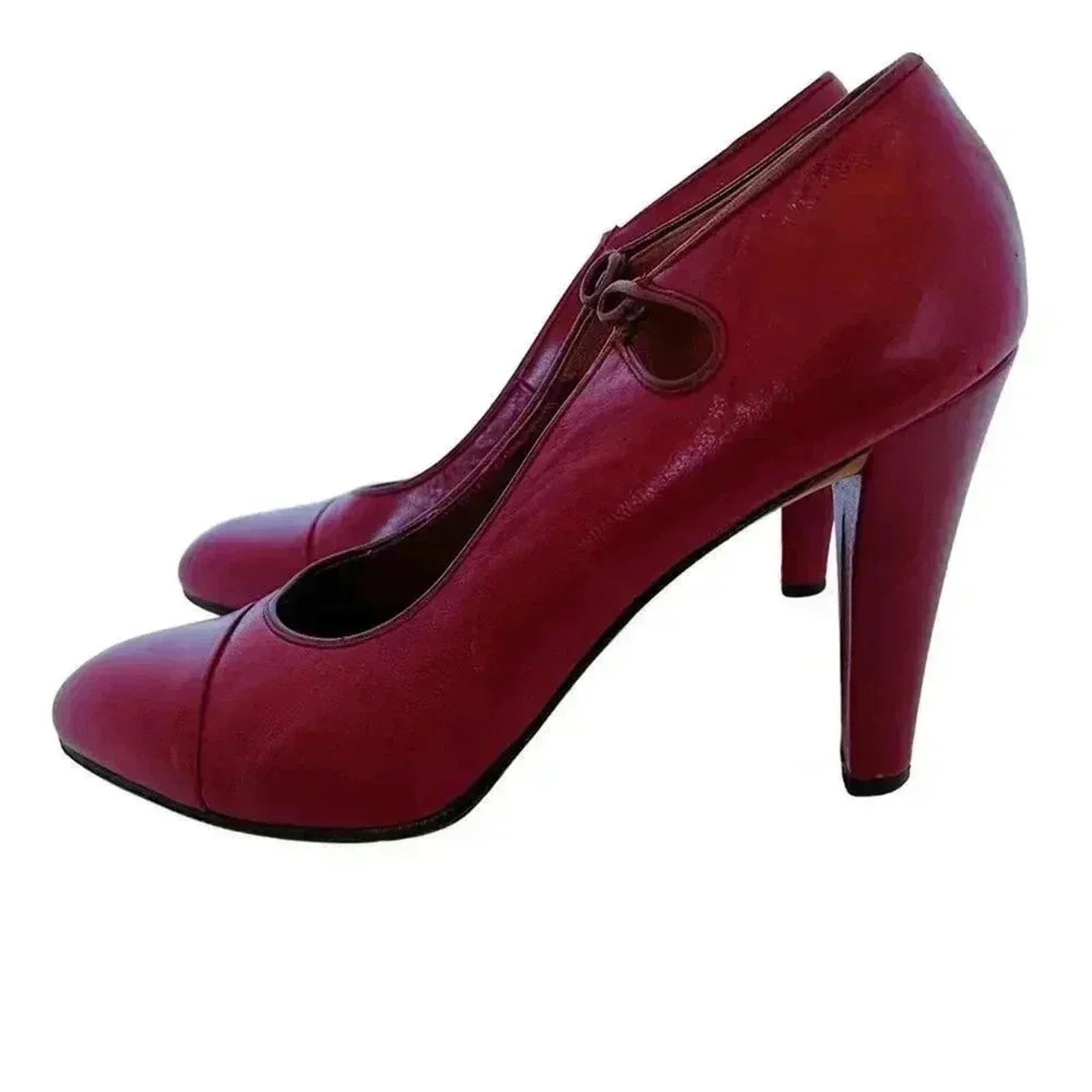 YSL Yves Saint Laurent Vintage Dark Red Leather Pumps Heels Pumps Size by Hot Girl Secondhand