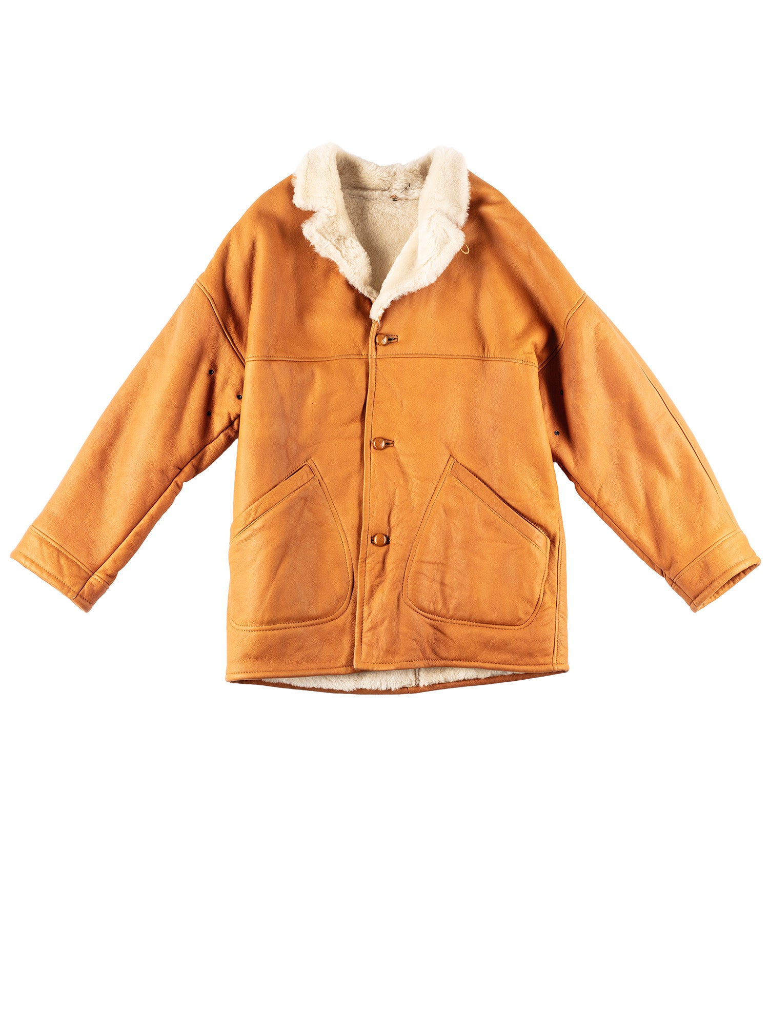 Vintage 70's Men Sheepskin Coat in Orange by Northern Grip