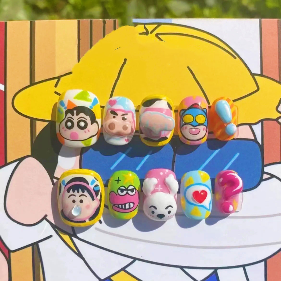 Puppy Crayon Shin-chan 3D Wearable Nail Art | Hand-Painted Cute Cartoo by Land Decora