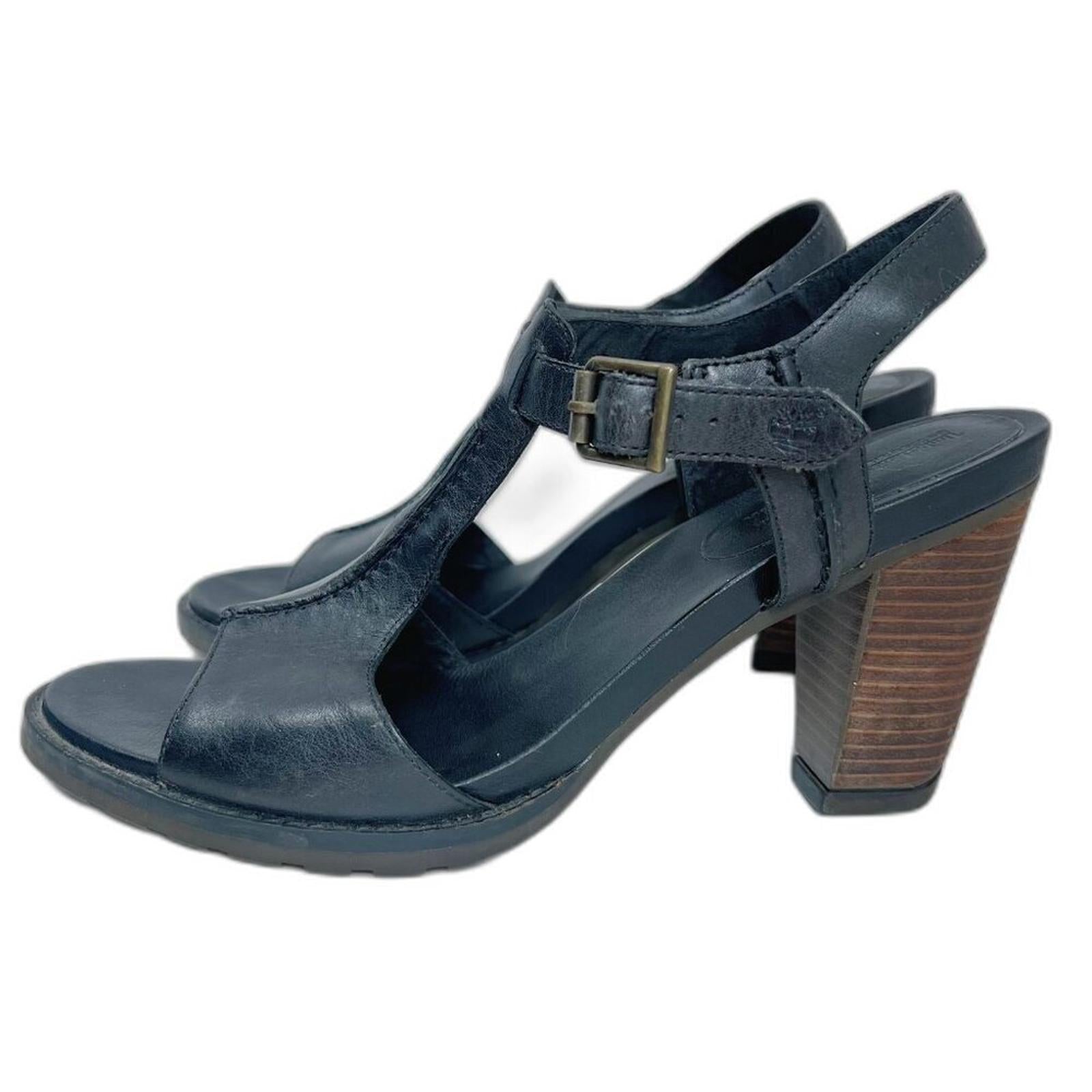 Timberland Earthkeepers Stratham Heights Sandal Black Leather Heel Siz by Hot Girl Secondhand