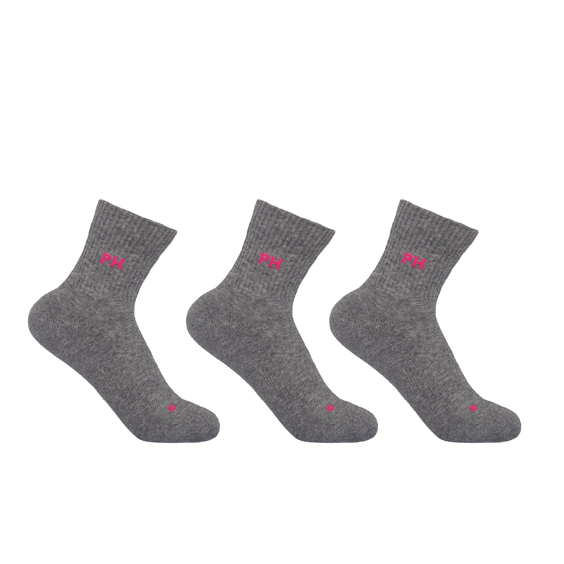 3 Pack Essential Quarter Women's Sport Socks - Grey by Peper Harow