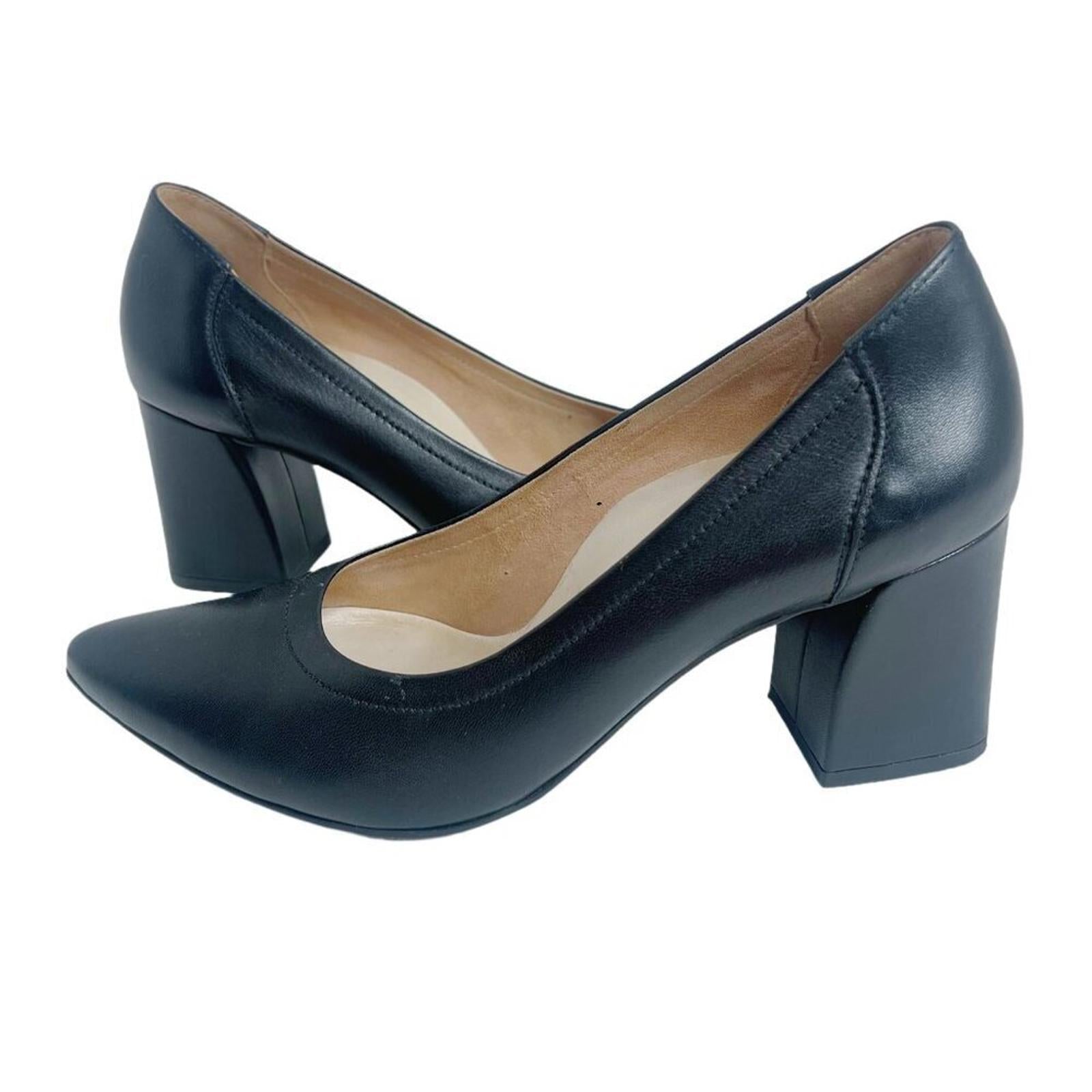 Paul Green Kami Ocean Softnappa Black Leather Pumps Pointed Toe Heels by Hot Girl Secondhand