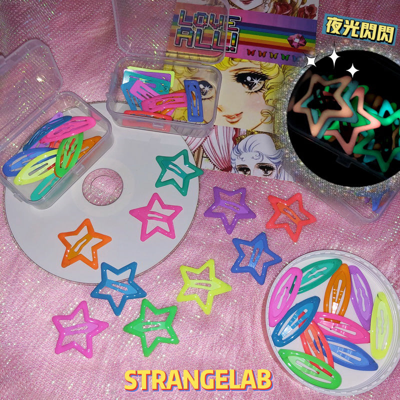 StrangeLab Retro Hair Clips | Baddie Glow-in-the-Dark Hair Clips | 10- by Land Decora