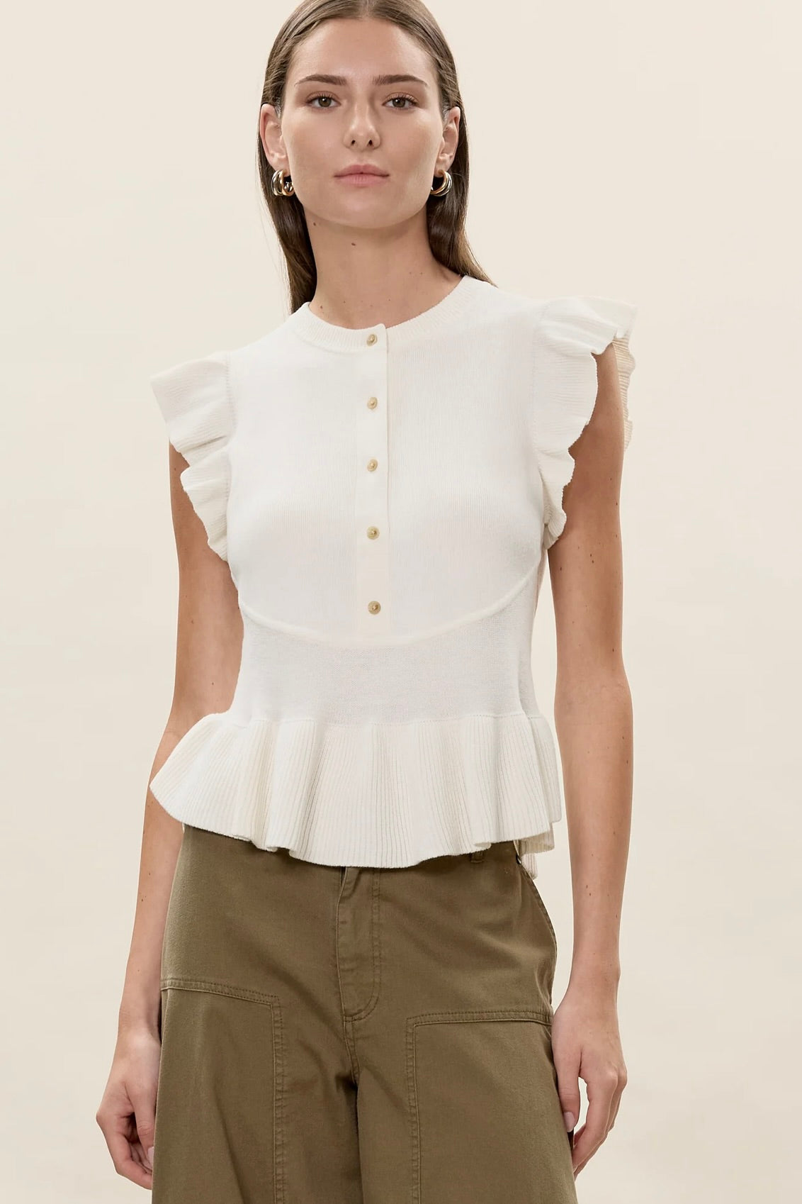 Rhea Knit Sweater in Ivory by Sierra Deene