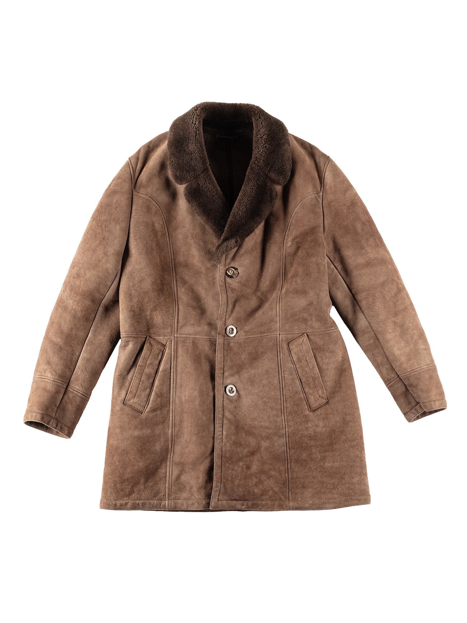 Vintage 70's Men Sheepskin Coat in Brown by Northern Grip