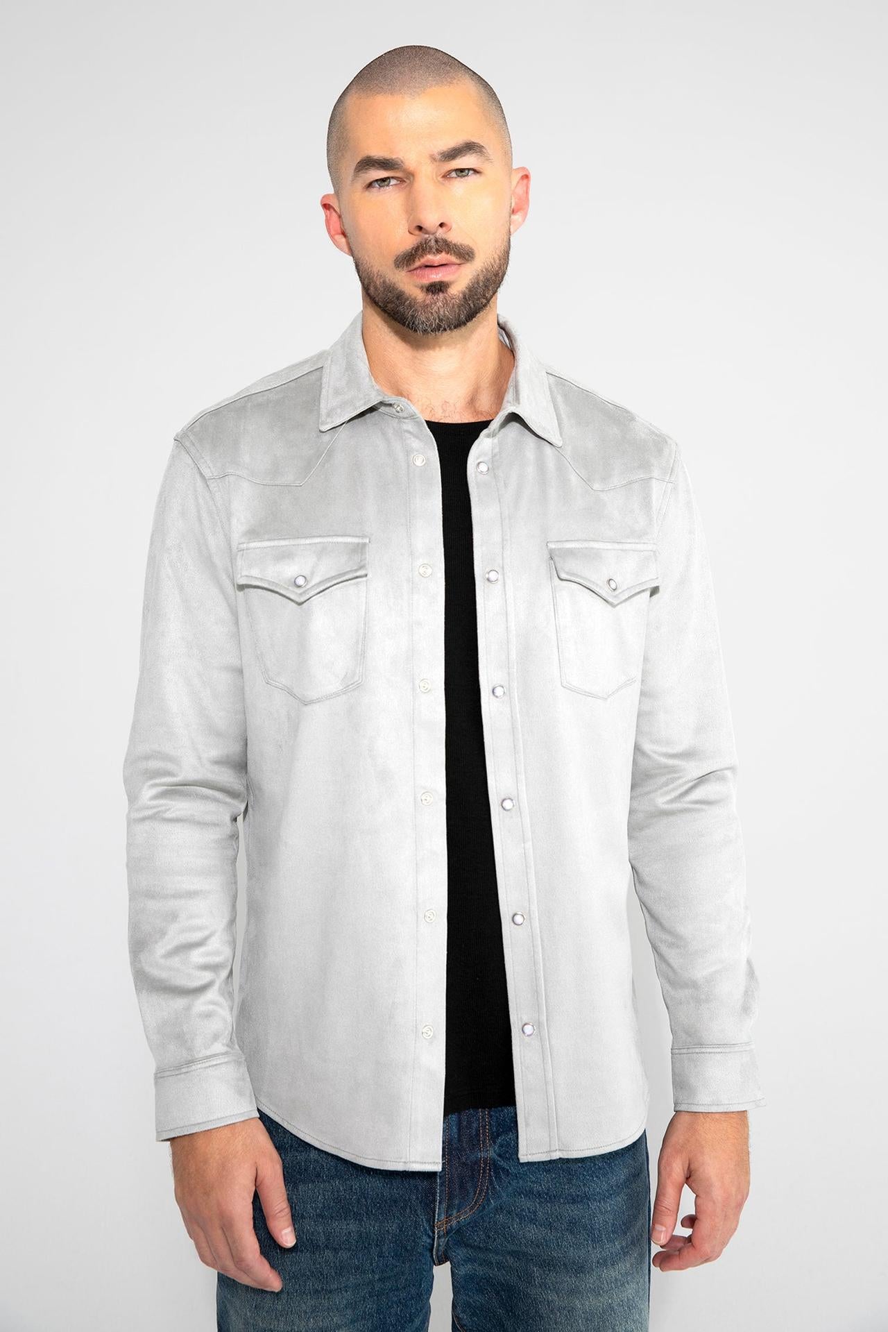 Eastwood Butter Suede Steel Stretch Western Shirt by MONFRERE