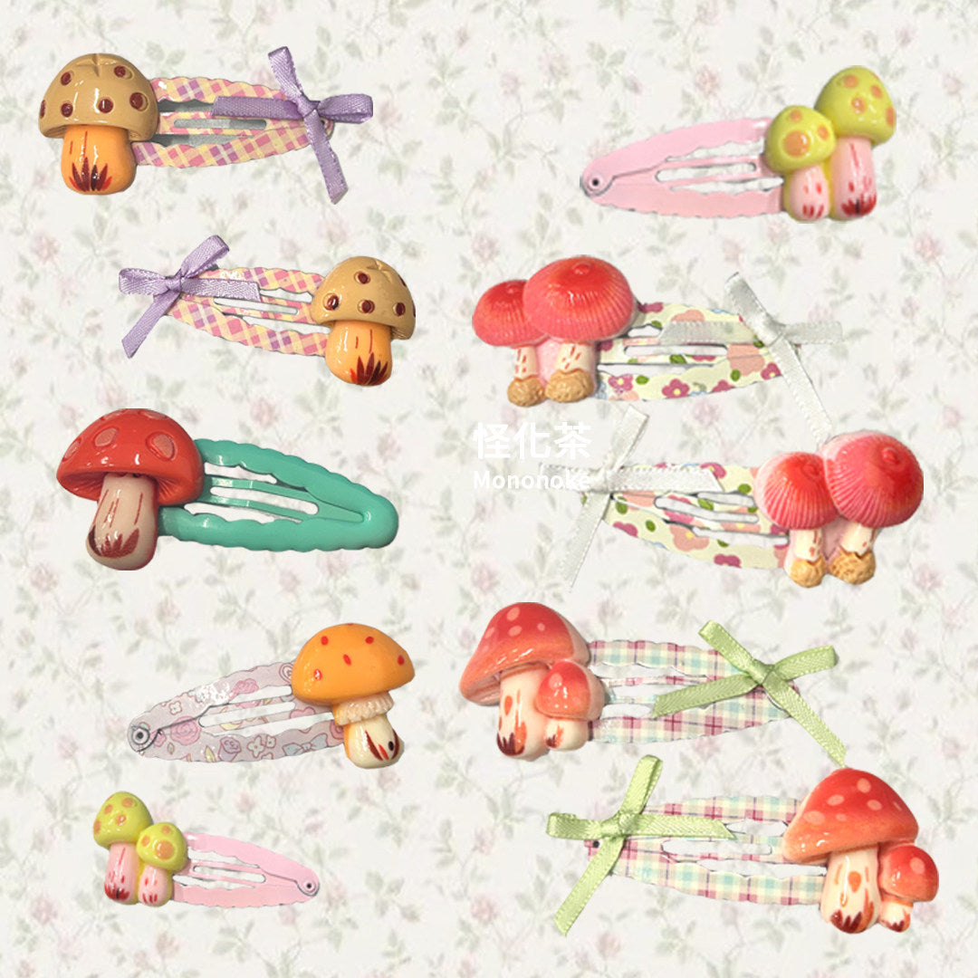 Kawaii Mushroom Bow Hair Clip - Mononoke by Land Decora