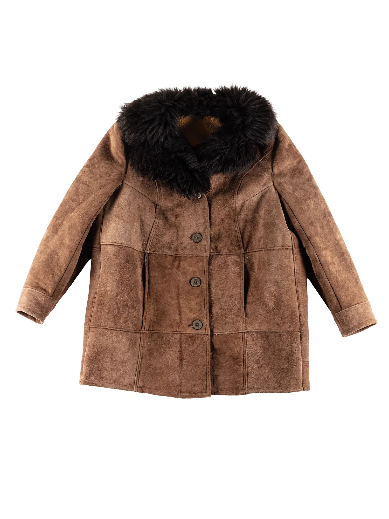Vintage 80's Women Sheepskin Coat in Brown by Northern Grip