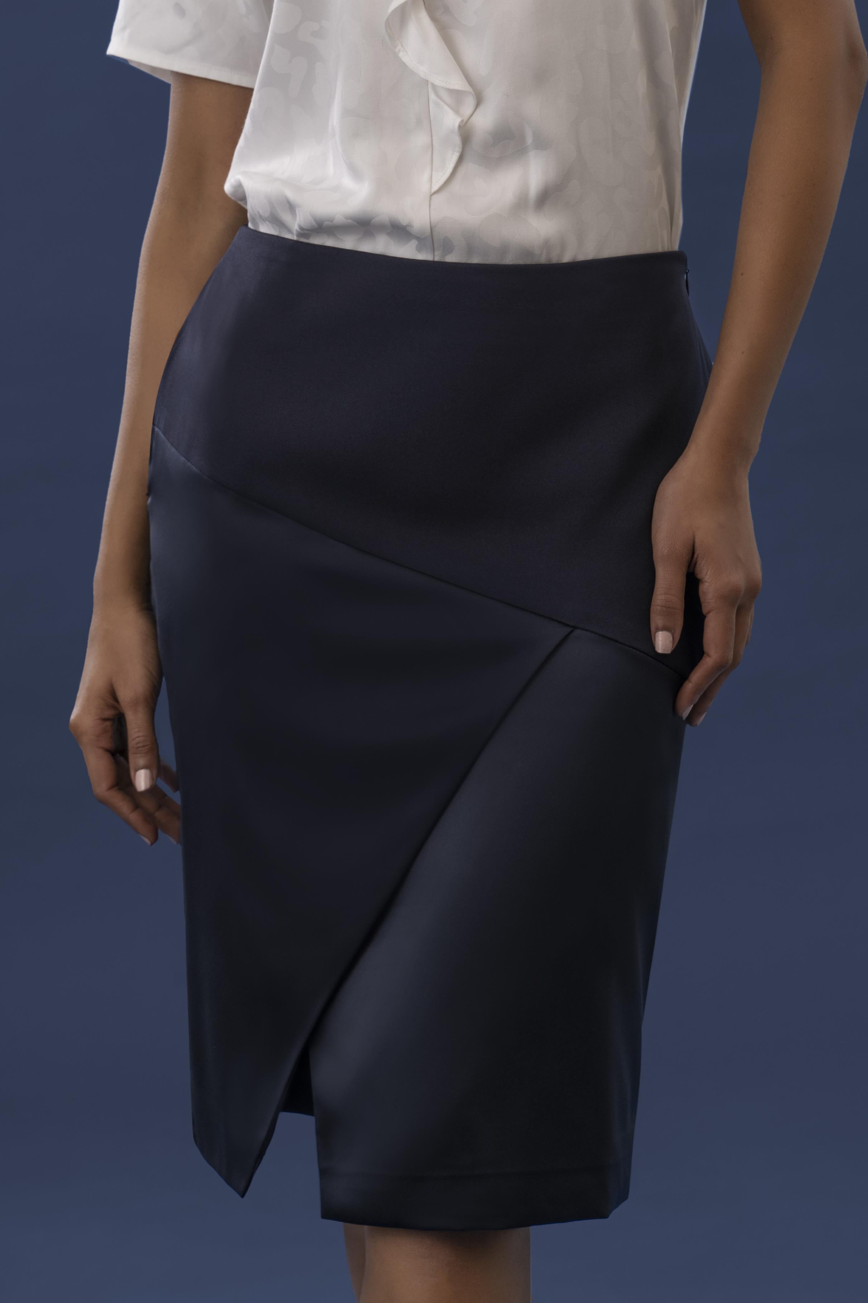 Ambition Crepe and Satin Pencil Skirt for Women by Point of View Label