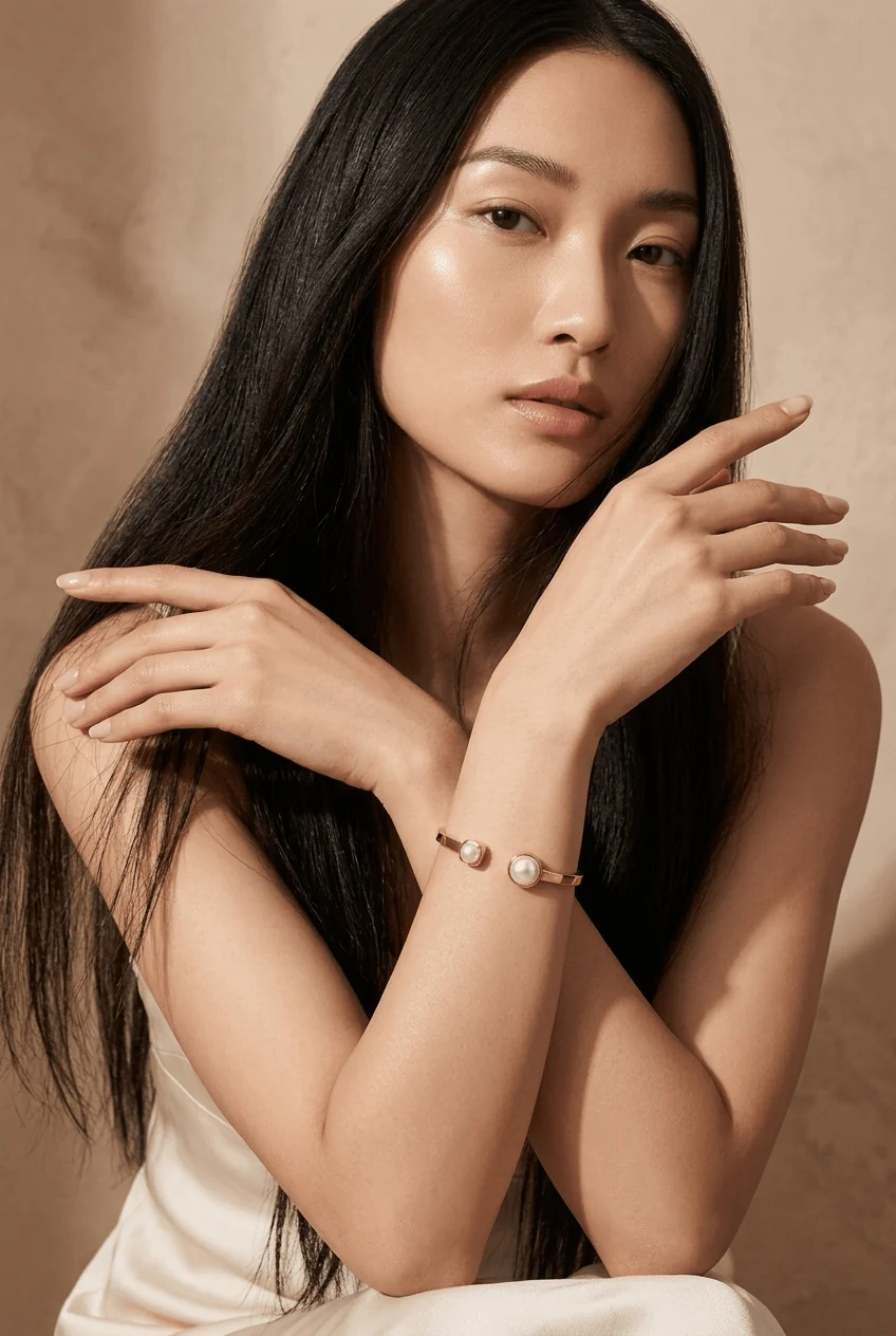 Duo Open Cuff Bracelet — Two Pearl (Pre-Order) by Akalia
