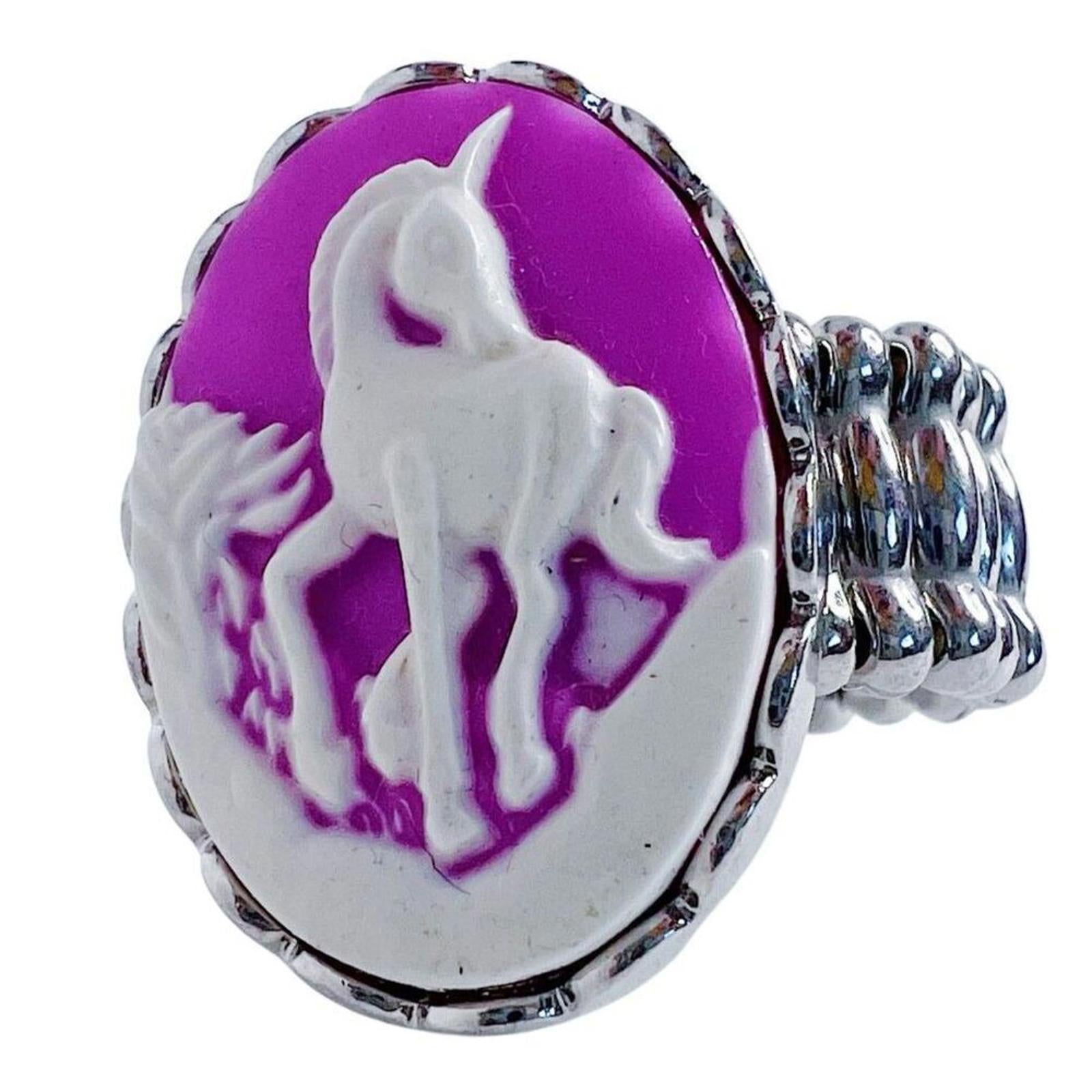 Unicorn Cameo Ring Silver Elastic Adjustable Ring Wedgewood Style Fant by Hot Girl Secondhand