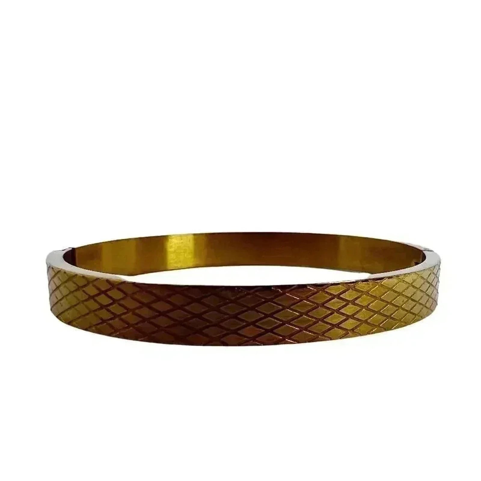Gold Diamond Printed Cuff Bracelet Clasp Boho Chic Bohemian by Hot Girl Secondhand