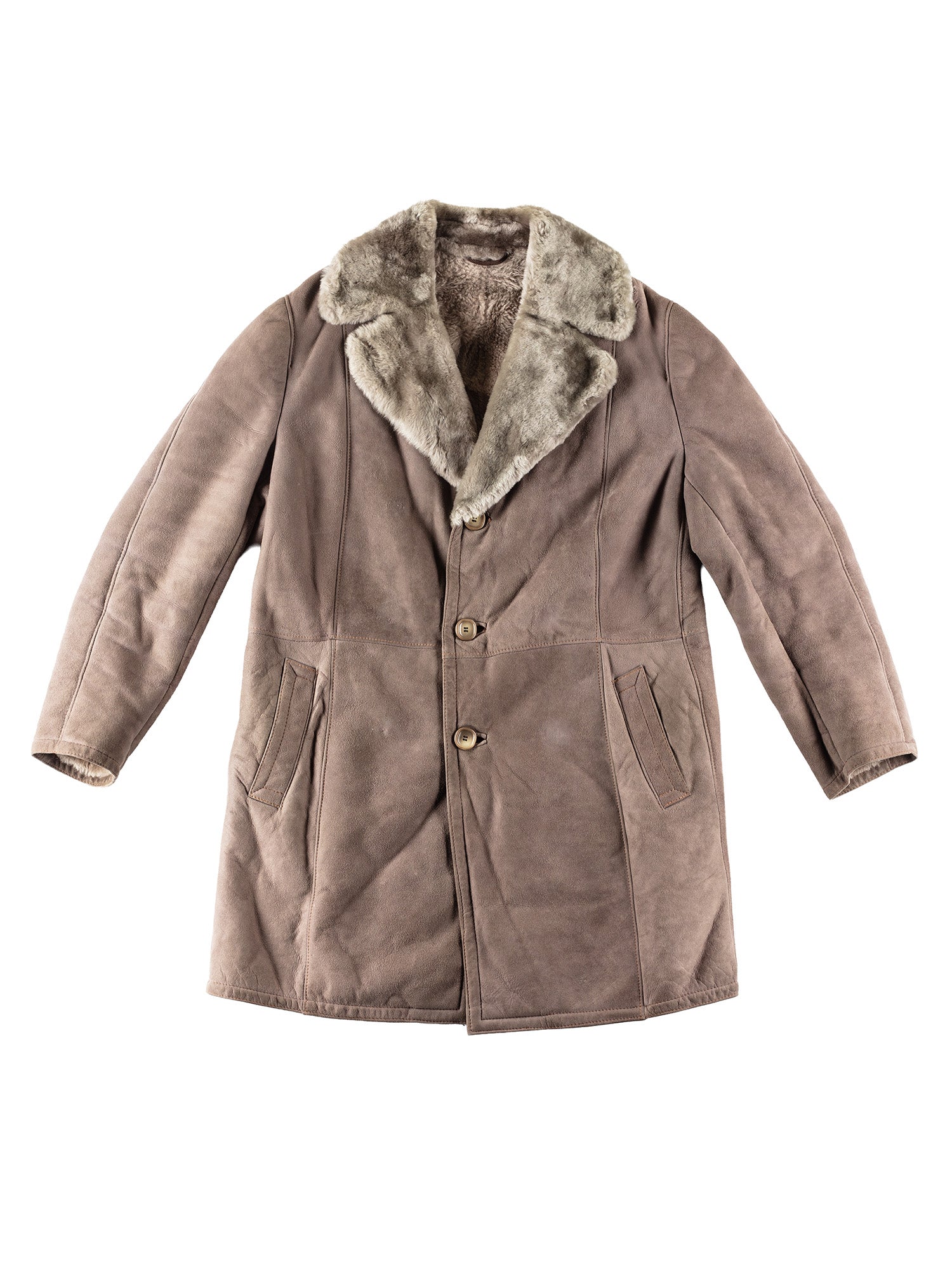 Vintage 80's Men Sheepskin Coat in Gray by Northern Grip