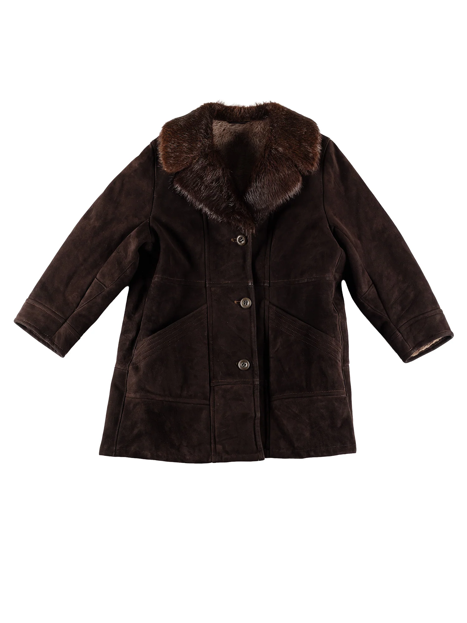 Vintage 80's Women Sheepskin Coat in Brown by Northern Grip