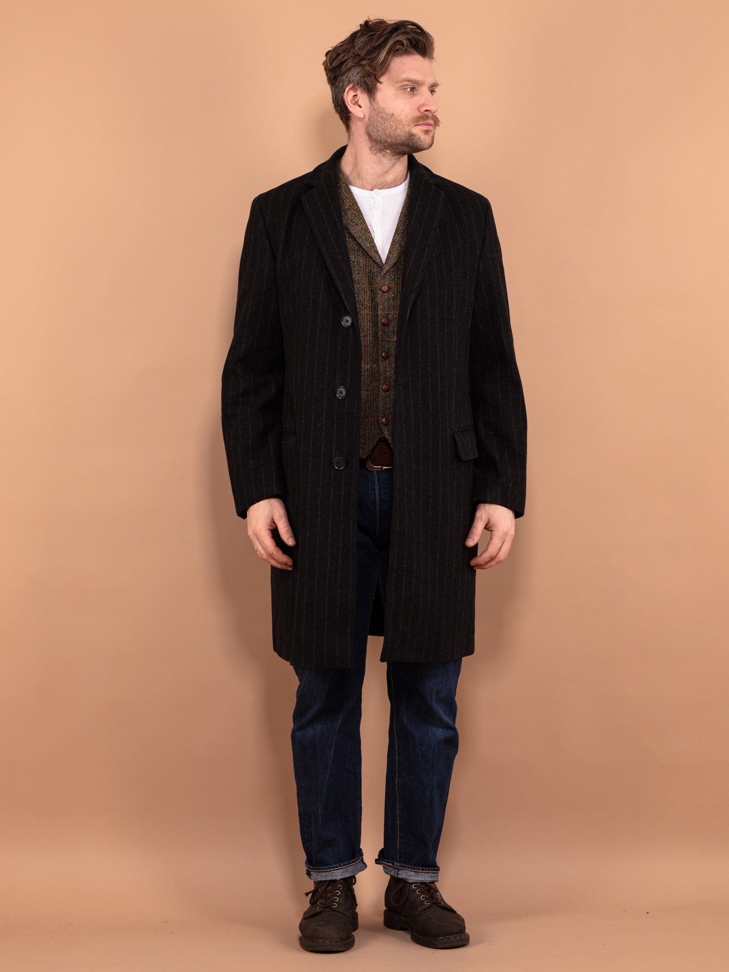 Vintage 90's Men Wool Blend Coat in Gray by Northern Grip