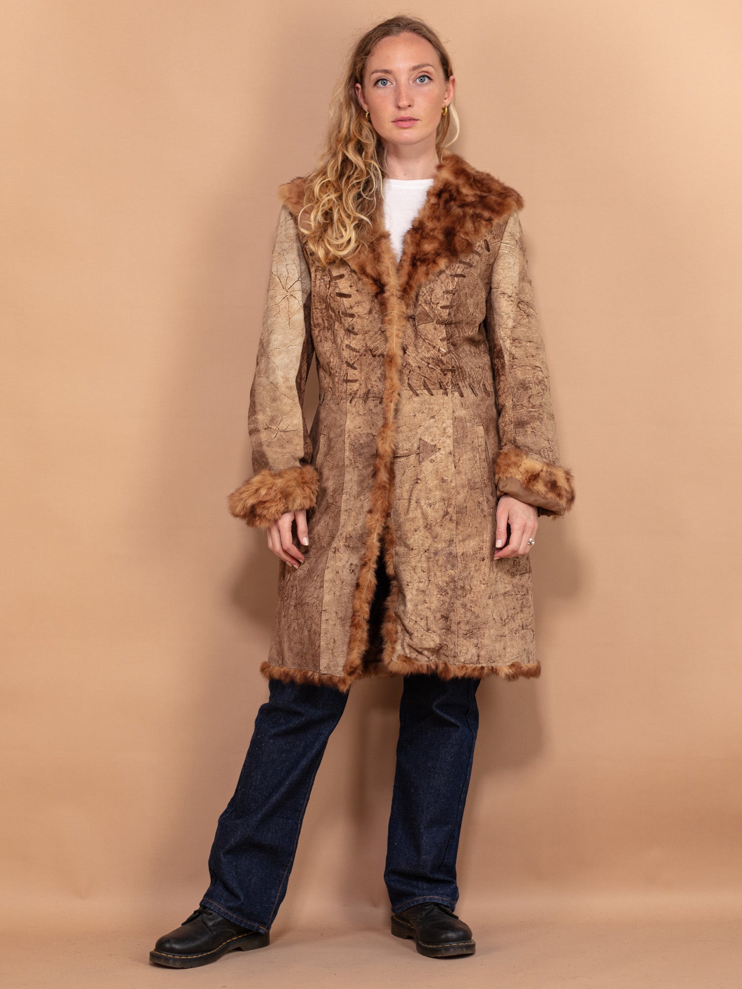Vintage 90's Women Fur Coat in Brown by Northern Grip