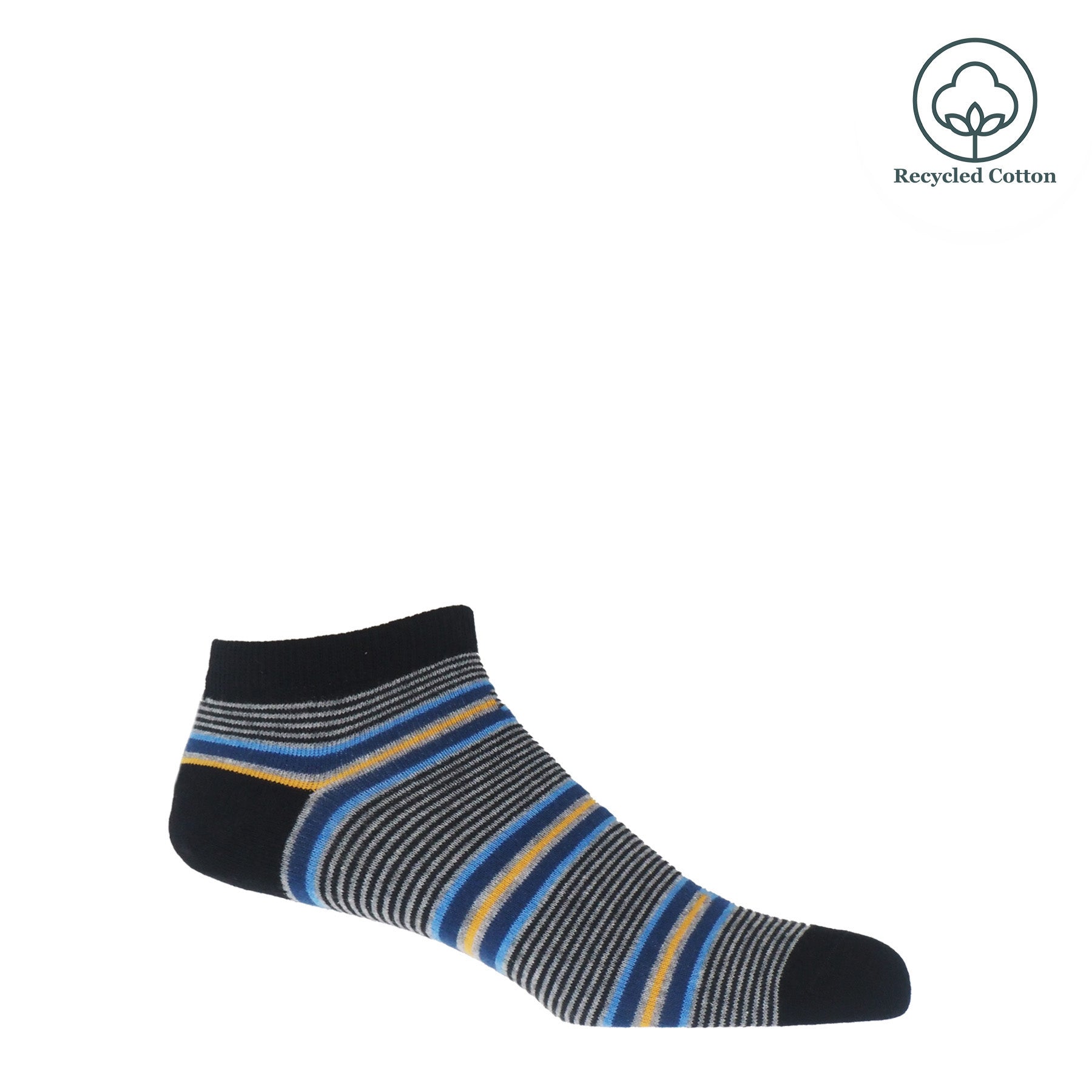 Multistripe Men's Trainer Socks - Black by Peper Harow
