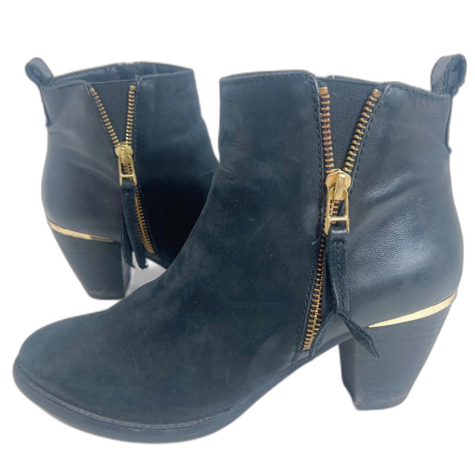 Steve Madden Wantagh Black Leather Suede Booties Ankle Boots Size 9 by Hot Girl Secondhand