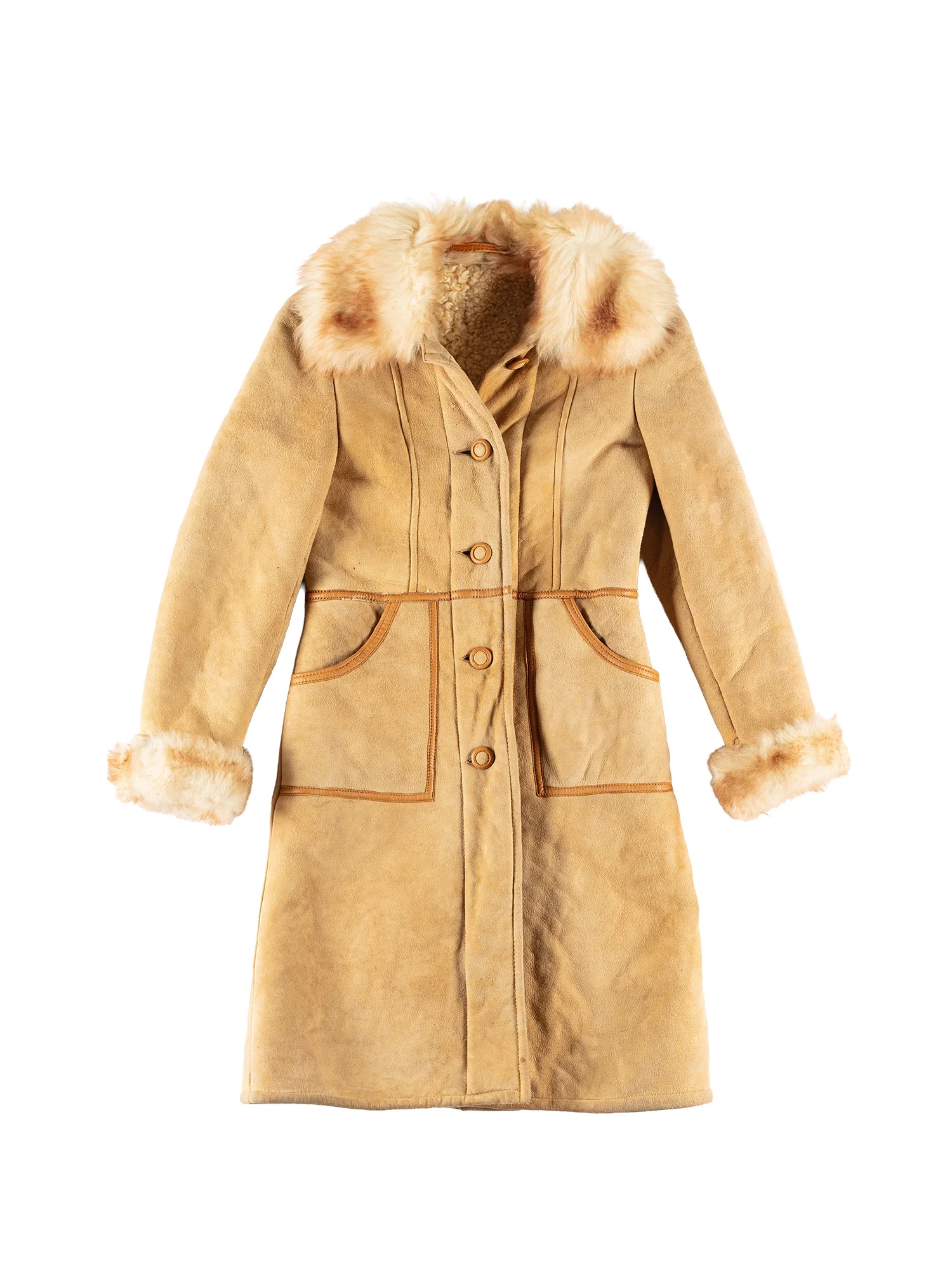 Vintage 70's Women Penny Lane Sheepskin Coat in Beige by Northern Grip