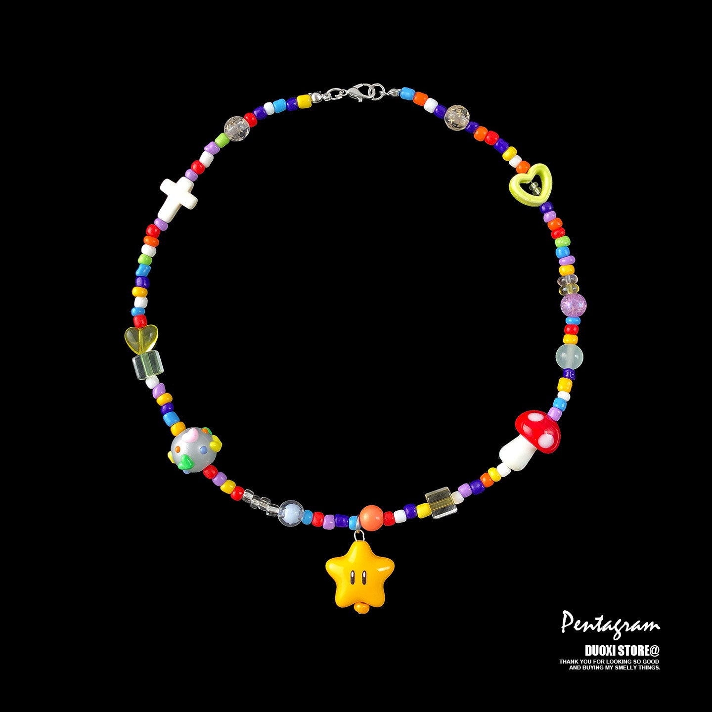 Kawaii Yellow Star Beaded Necklace | Dopamine Jewelry | Duoxi by Land Decora