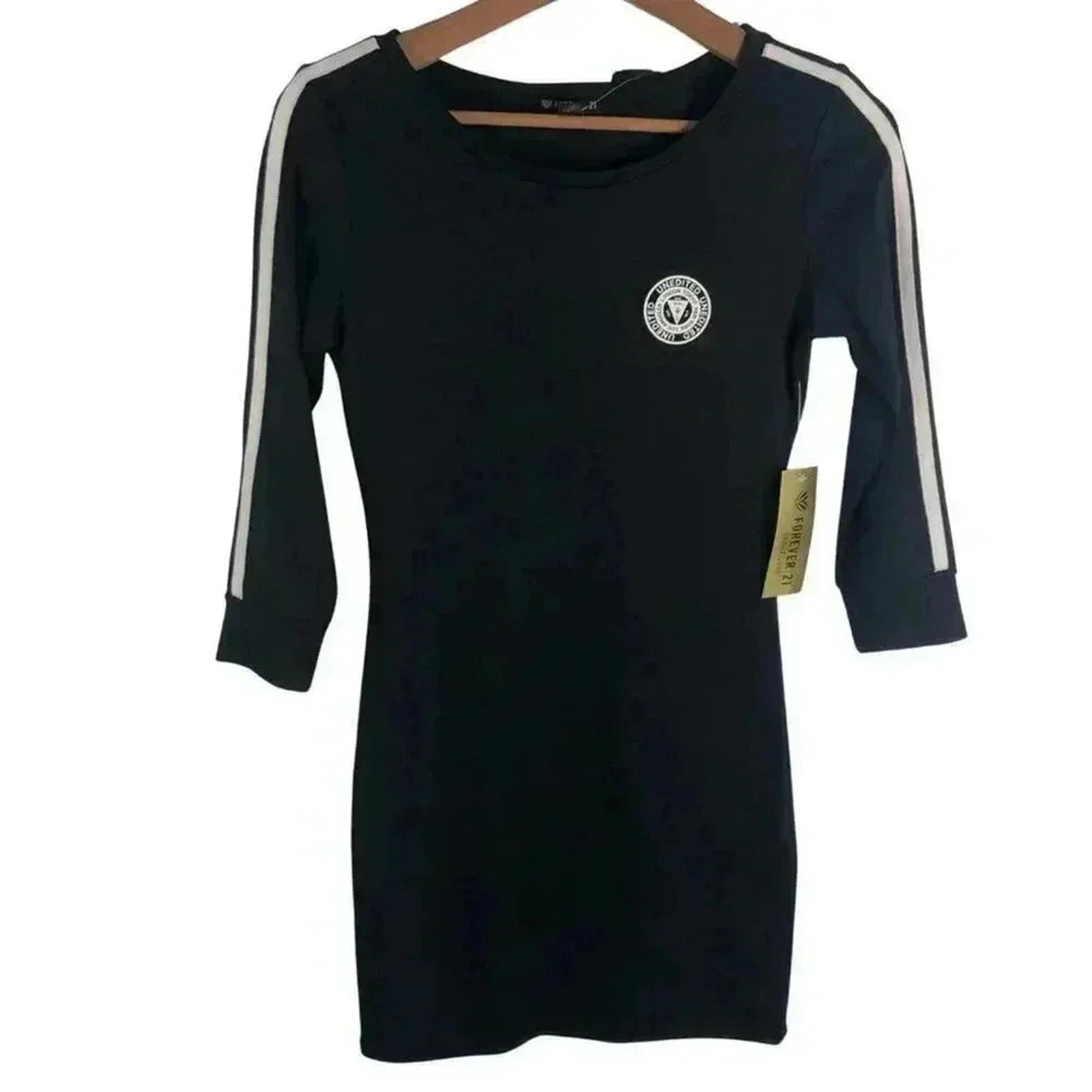 NWT Forever 21 Black Sporty Long Sleeved Bodycon Dress Women's Size S by Hot Girl Secondhand