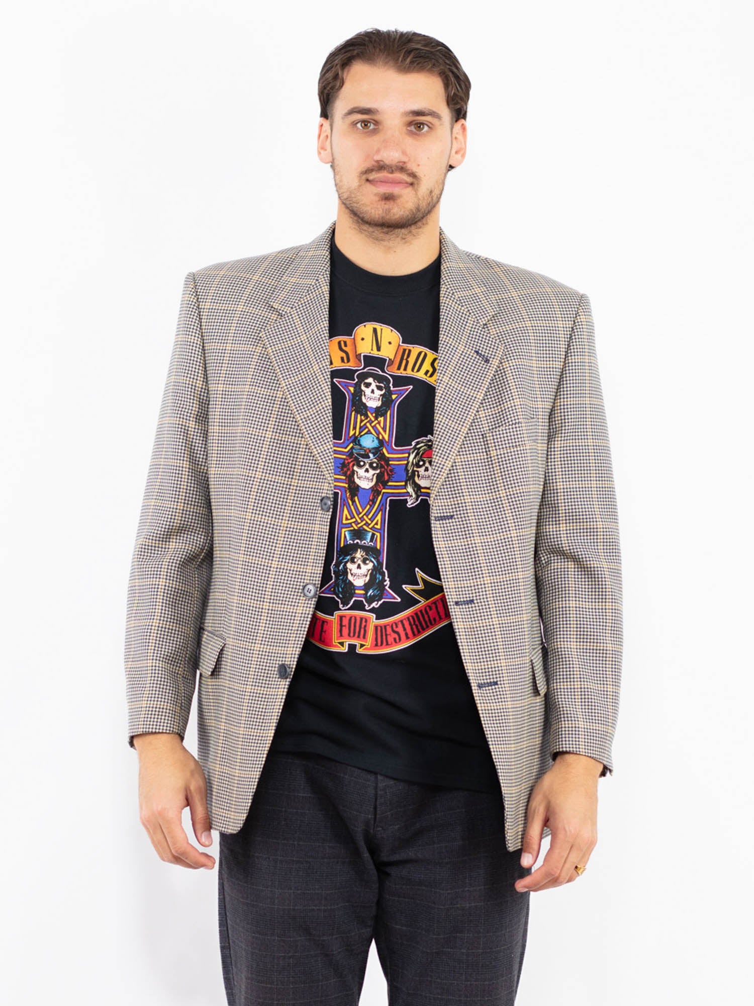 Vintage 90's Men Wool Blend Blazer Jacket in Multi by Northern Grip