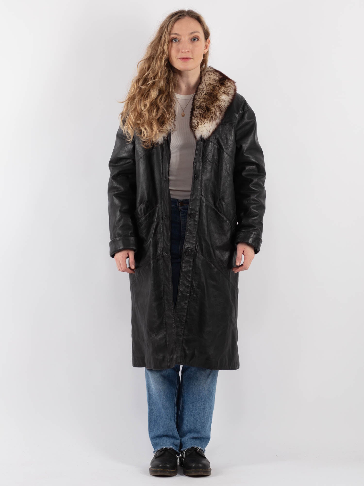 Vintage 70's Penny Lane Leather Coat in Black by Northern Grip