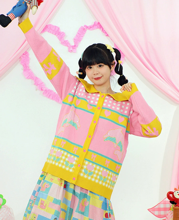 Harajuku Sweater Knit Sweater Cardigan Decora Fashion Cardigan | Nikkou Home by Land Decora