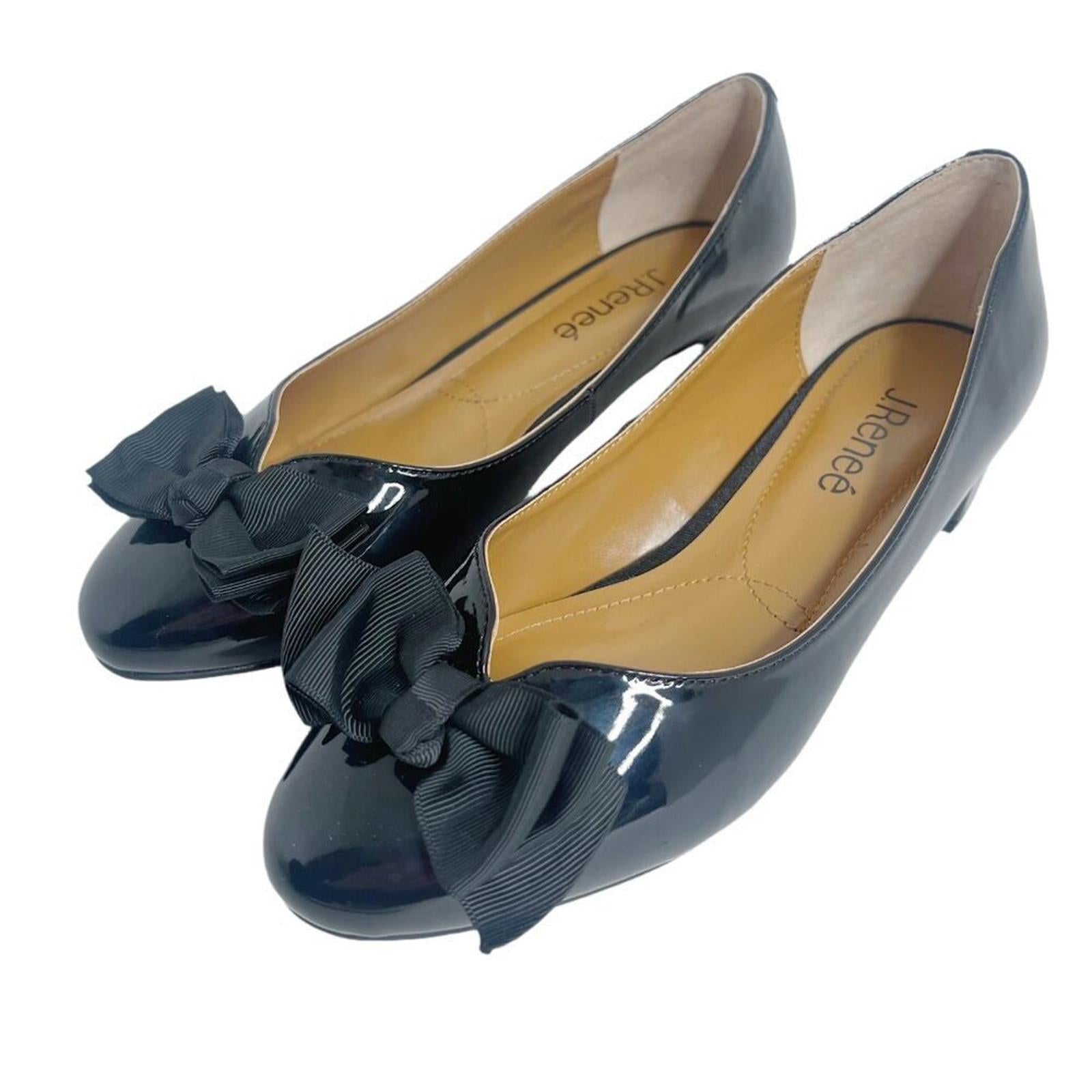 NWOT J Renee Cameo Black Patent Leather Ballet Pump With Bow Women's S by Hot Girl Secondhand