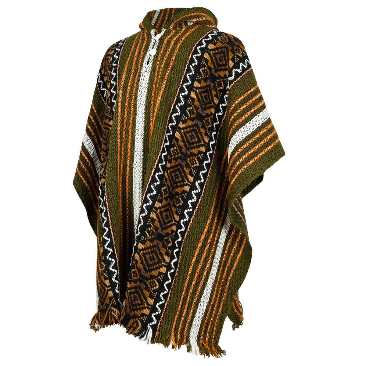 Sozoranga - Llama Wool Unisex South American Handwoven Hooded Poncho - by ECUALAMA