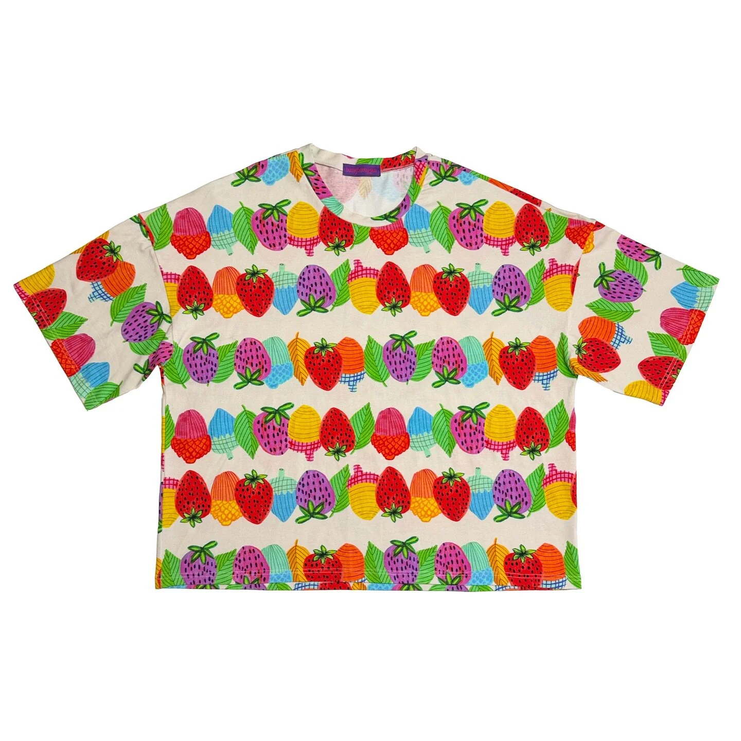Kawaii Strawberry Oversized T-Shirt - bunnybunnygun by Land Decora