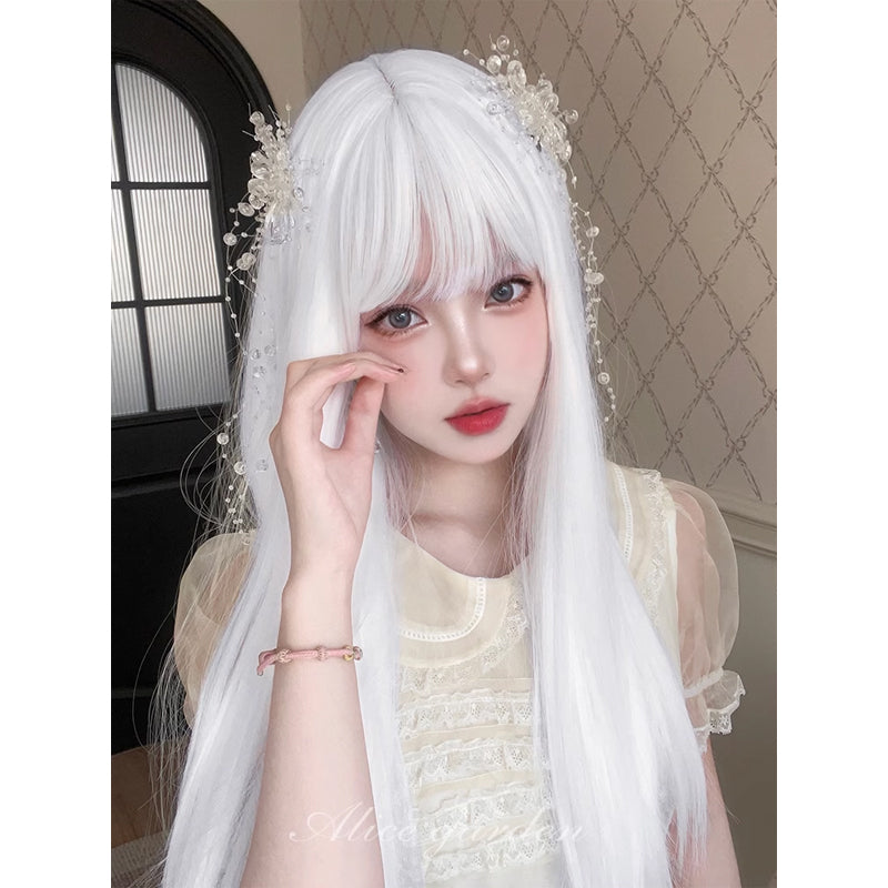 Harajuku Long Straight Wig White 60cm Kawaii Everyday - Alice Garden by Land Decora