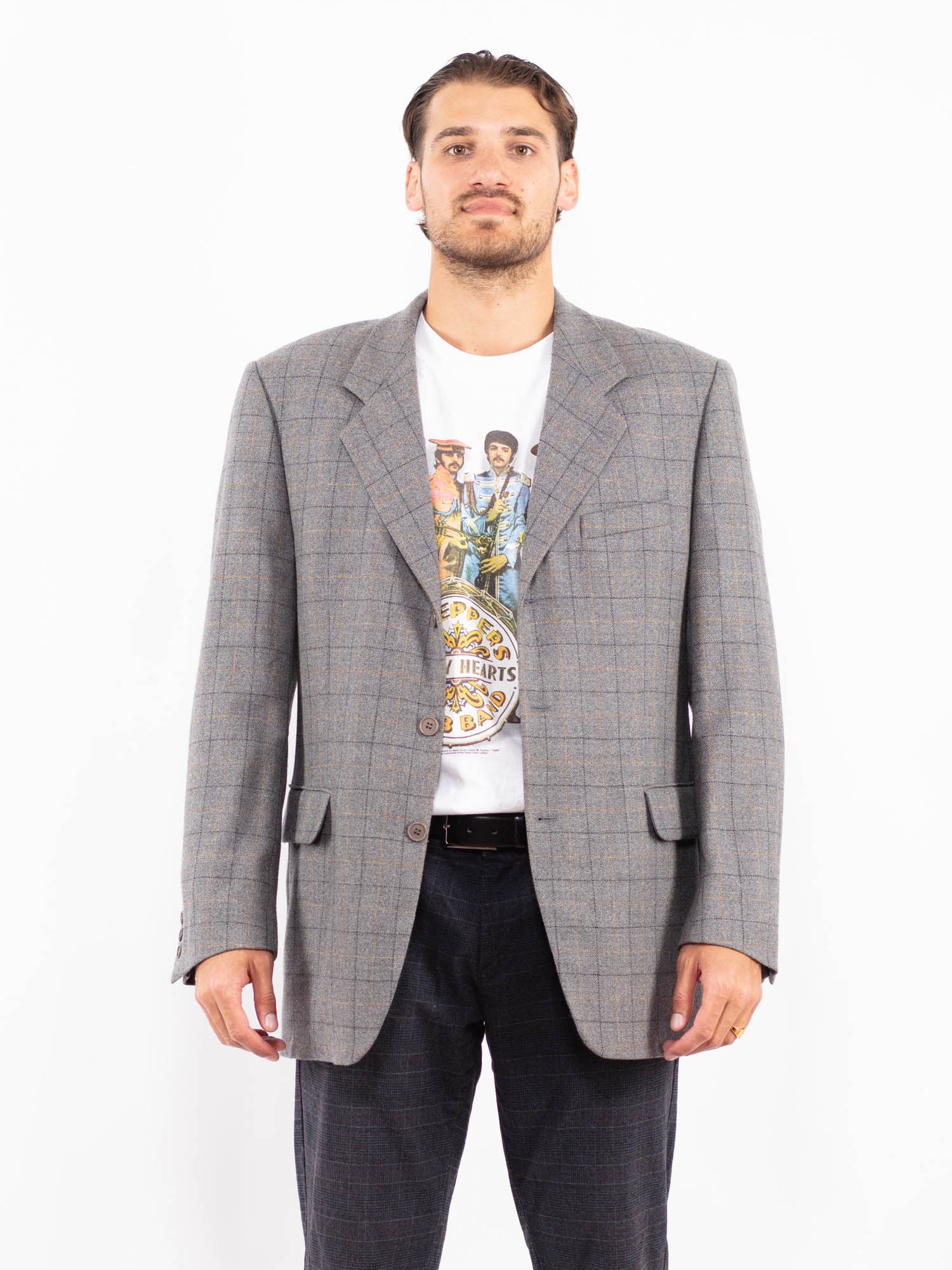 Vintage 90's Men Wool Blazer Jacket in Gray by Northern Grip