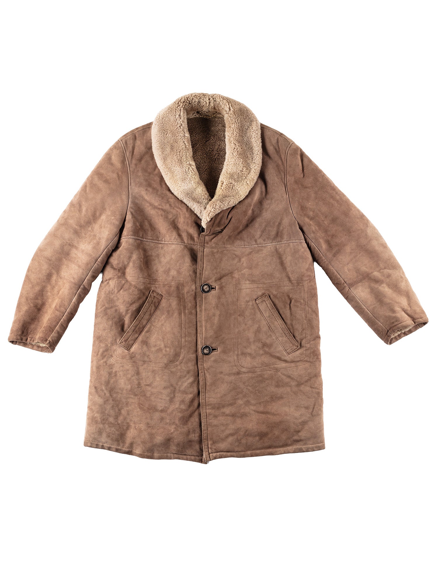 Vintage 90's Men Sheepskin Coat in Beige by Northern Grip