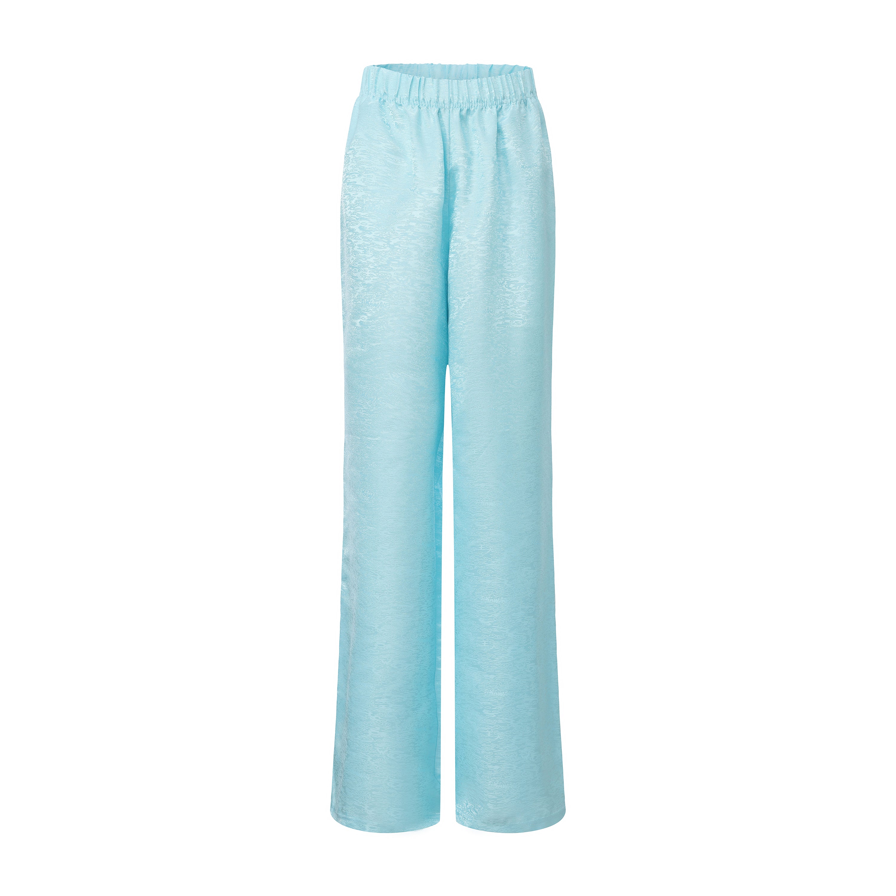 Fu Brocade Wide Leg Track Pants Elixir Blue by DAWANG