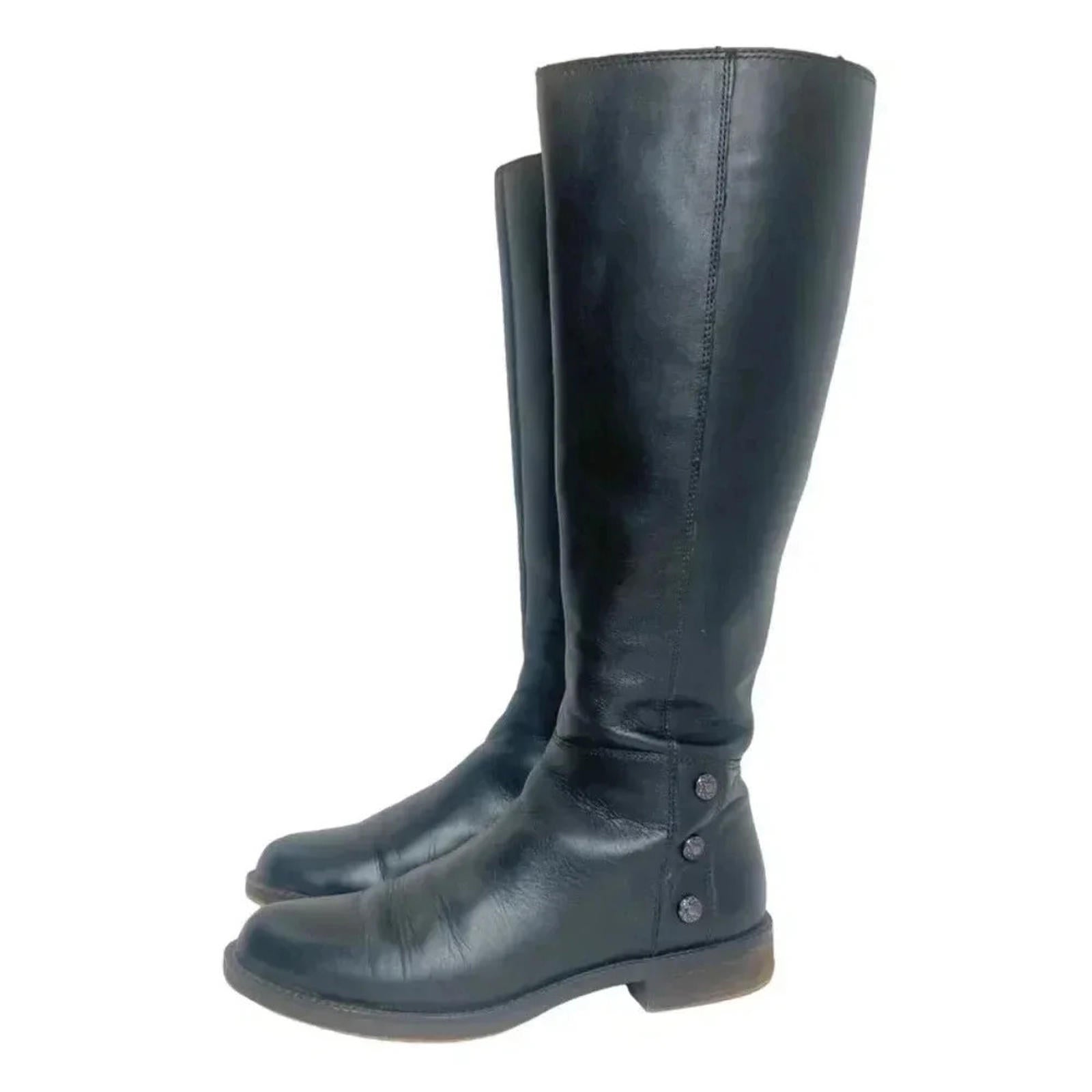 Franco Sarto Cranford 2 Black Leather Knee High Riding Boots Women's S by Hot Girl Secondhand