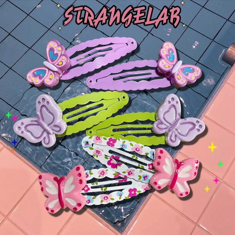 StrangeLab Cute Hair Clip | Candy Color Butterfly Clip | BB Bangs Clip by Land Decora