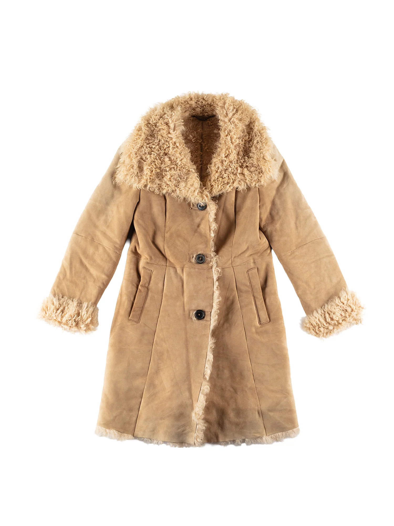 Vintage 70's Women Penny Lane Sheepskin Coat in Beige by Northern Grip