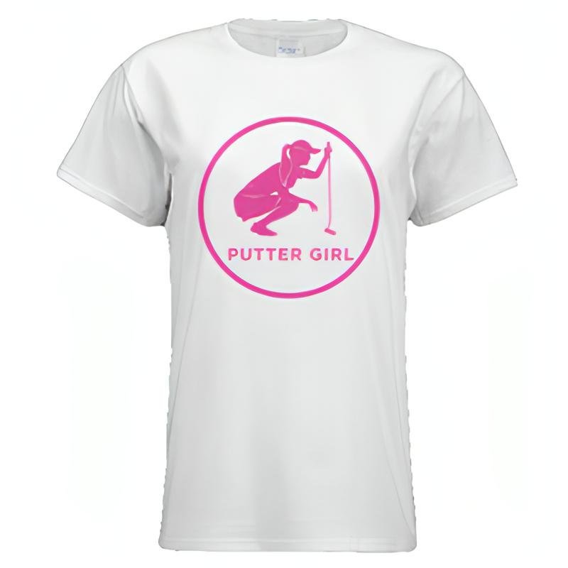 Youth Short Sleeve Tshirt - White/Pink by Putter Girl