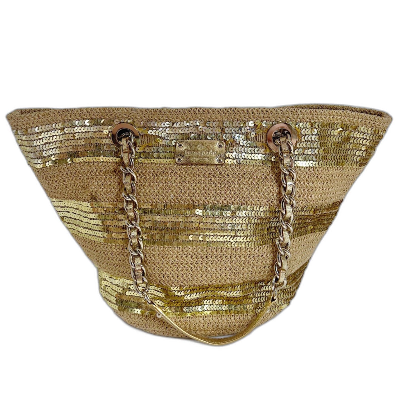Kate Spade Woven Tote Bag Gold Sequins Summer Bag Beach Tote Shoulder by Hot Girl Secondhand
