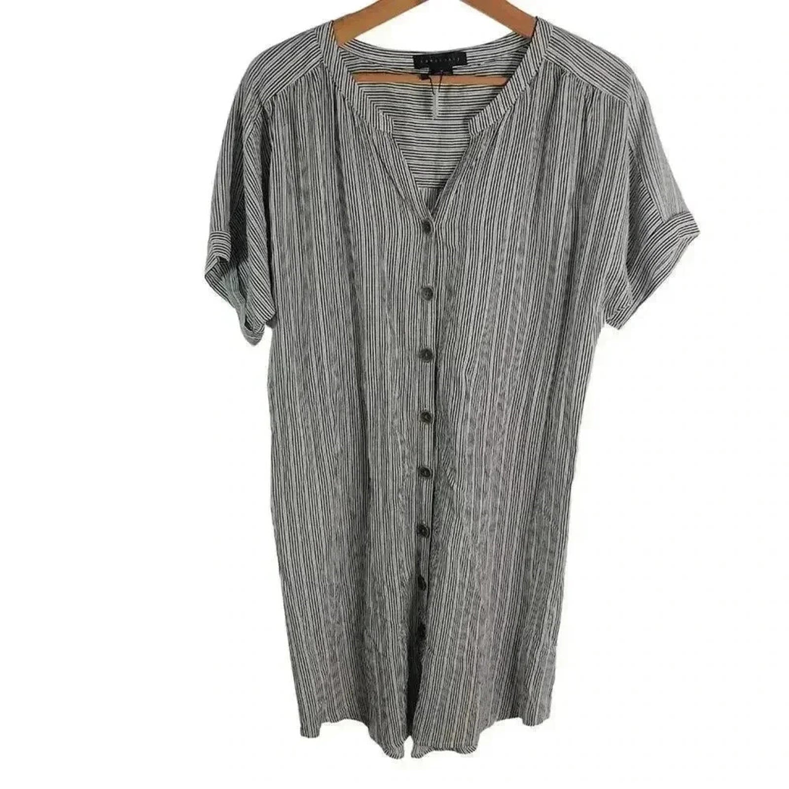NWT Sanctuary Linen Striped Blue and White T Shirt Dress Tunic Nautica by Hot Girl Secondhand
