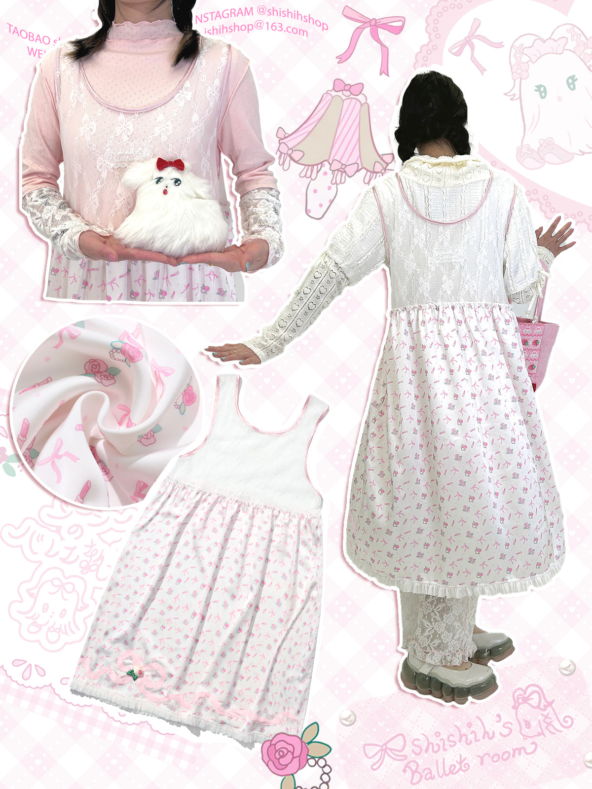 Shishihshop Sleeveless Dress | Harajuku Ribbon Lace Overlay Dress by Land Decora