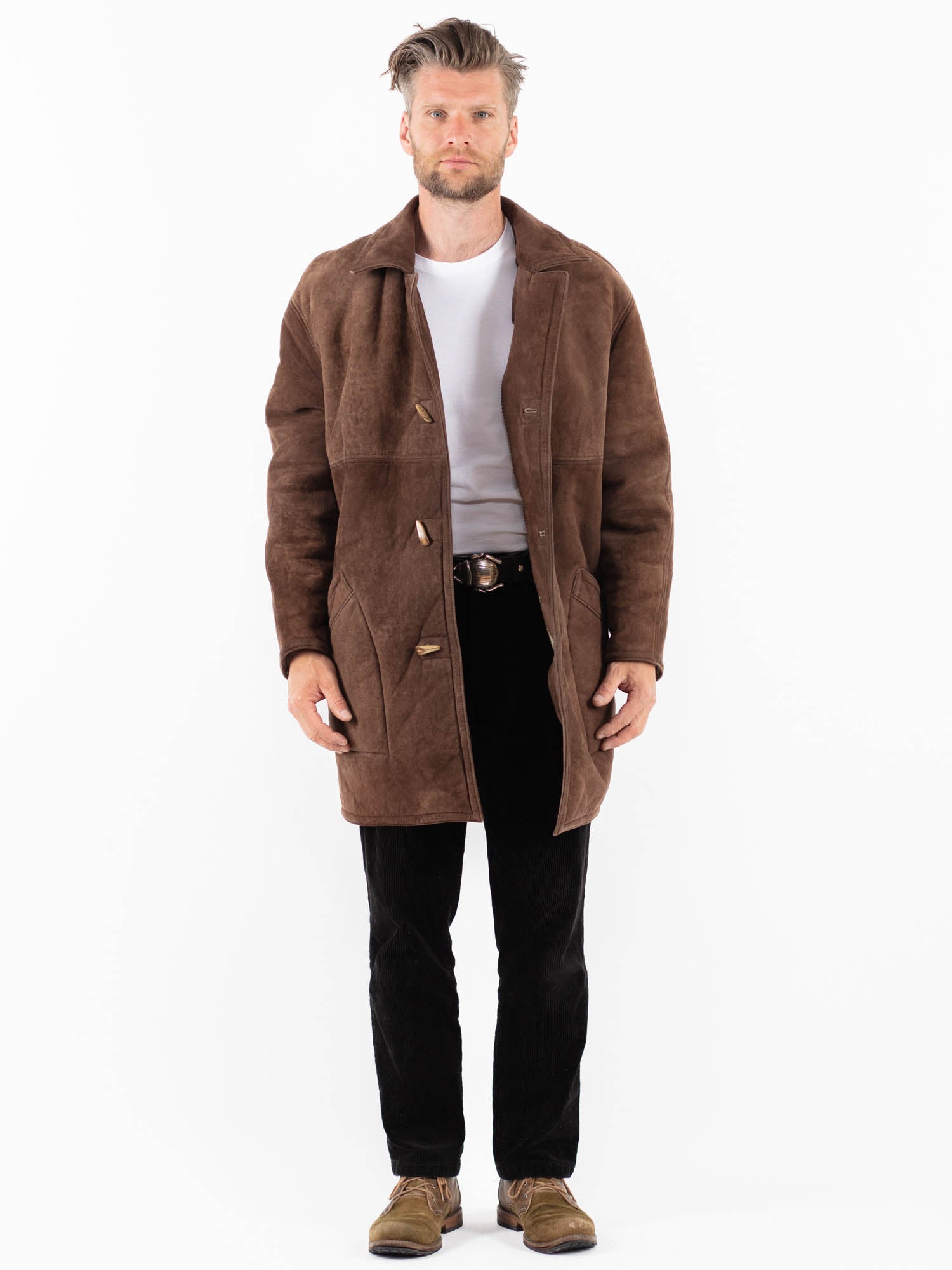 Vintage 90's Men Sheepskin Coat in Brown by Northern Grip