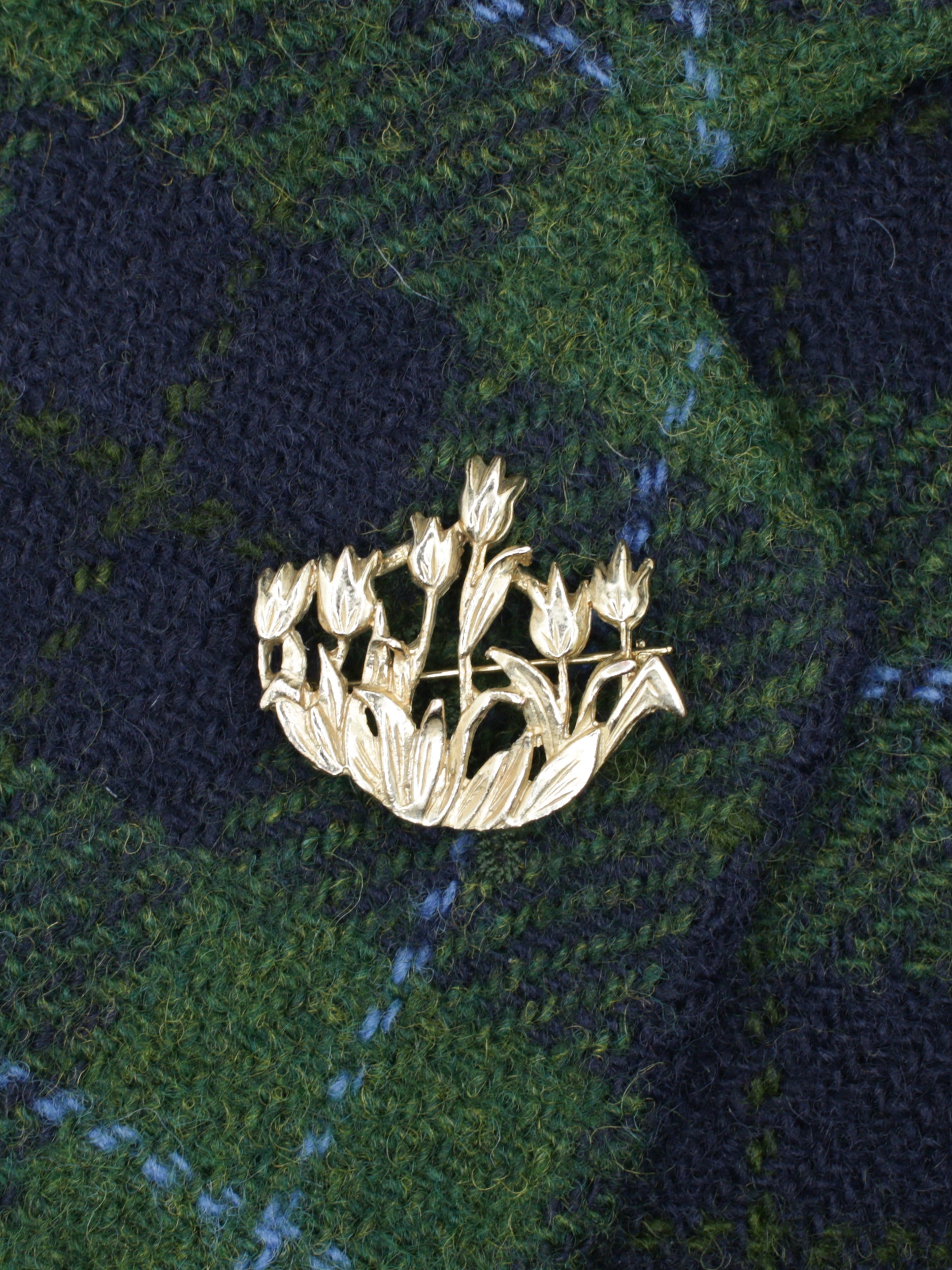 Vintage 60's Tulip Garden Brooch in Gold by Northern Grip