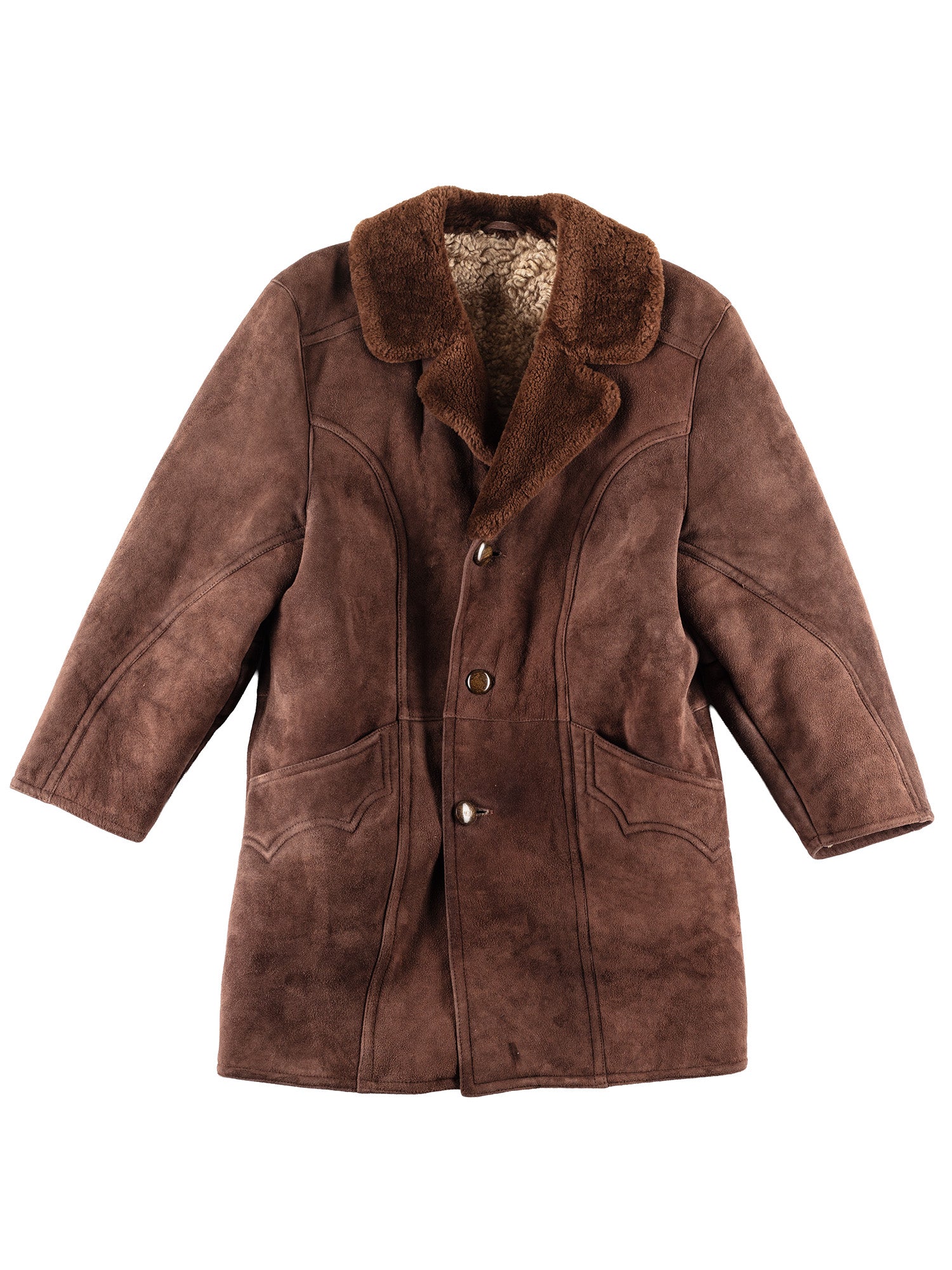 Vintage 70's Men Sheepskin Coat in Brown by Northern Grip