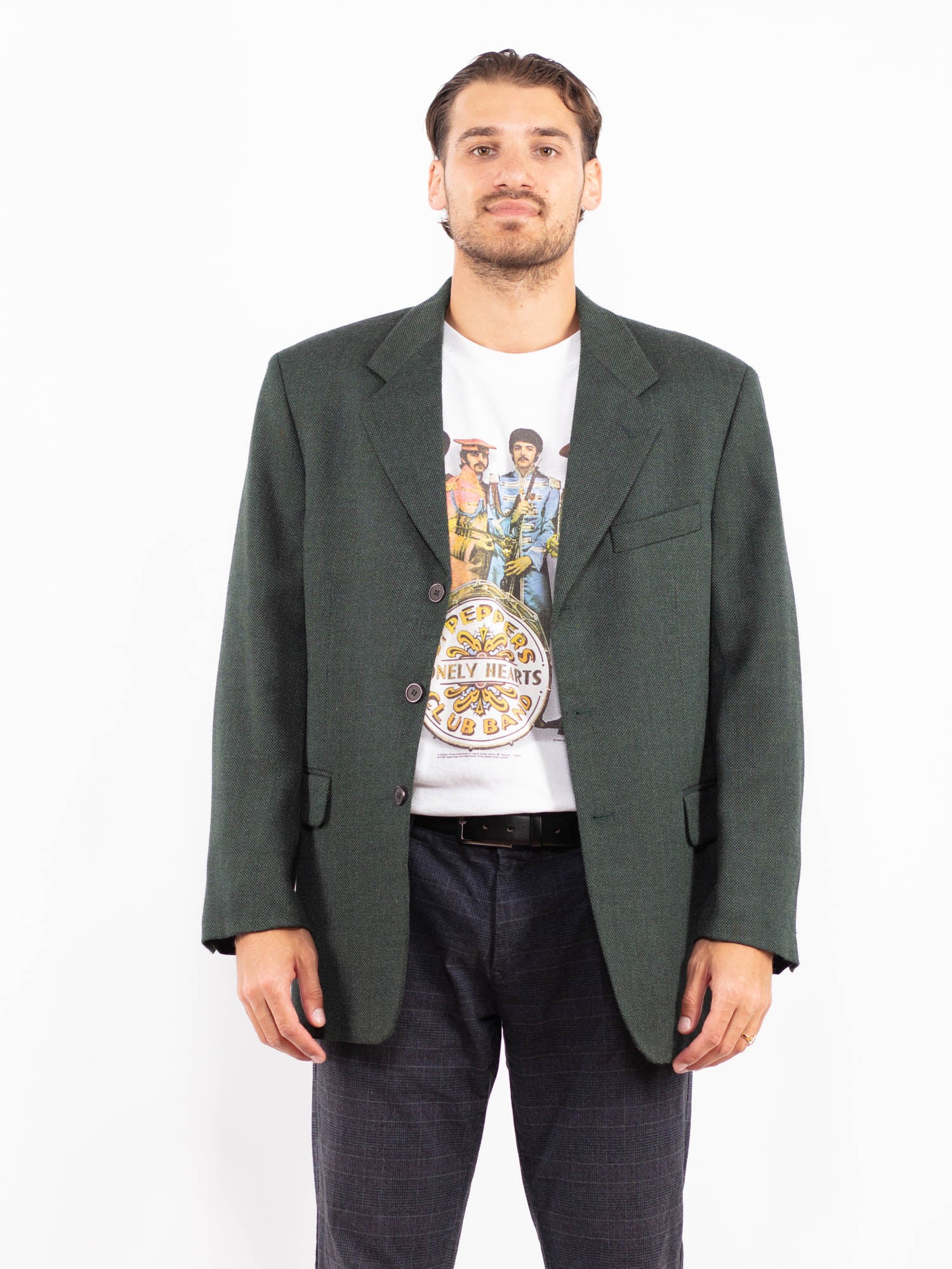 Vintage 90's Men Wool Blend Blazer Jacket in Green by Northern Grip