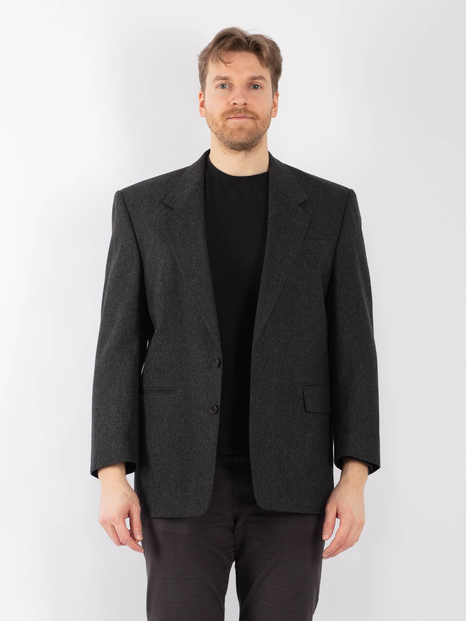 Vintage 70's Men Cashmere Wool Blend Blazer Jacket in Gray by Northern Grip