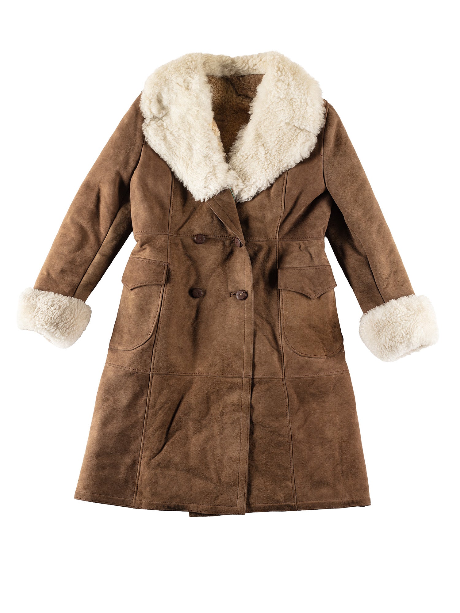 Vintage 70's Women Sheepskin Penny Lane Coat in Brown by Northern Grip