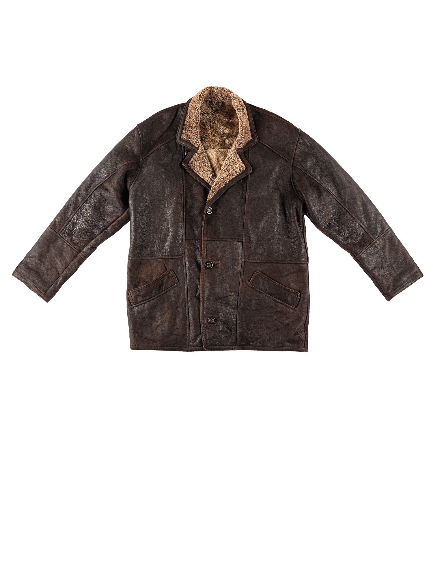Vintage 80's Men Sheepskin Coat in Brown by Northern Grip