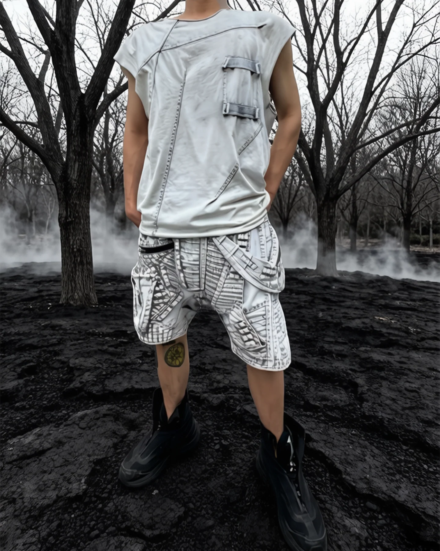 REVERSIBLE DYED ASYMMETRIC VEST by OFFCULTURE